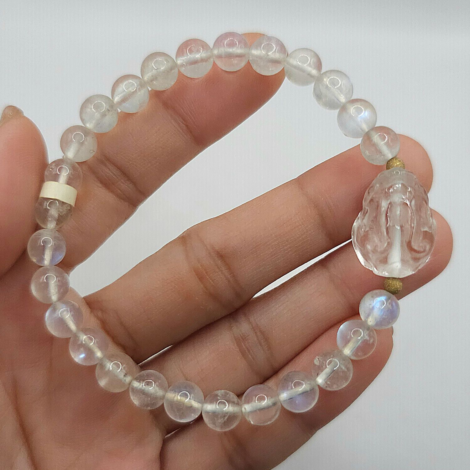 Natural Blue Moonstone x Clear Dragon Pixiu