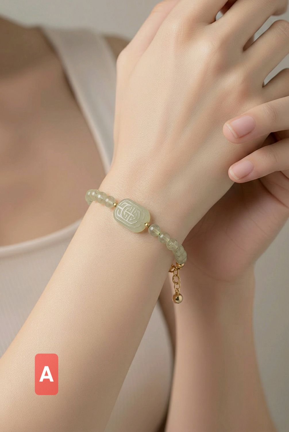 Natural Prehnite x Hetian Jade Goodluck