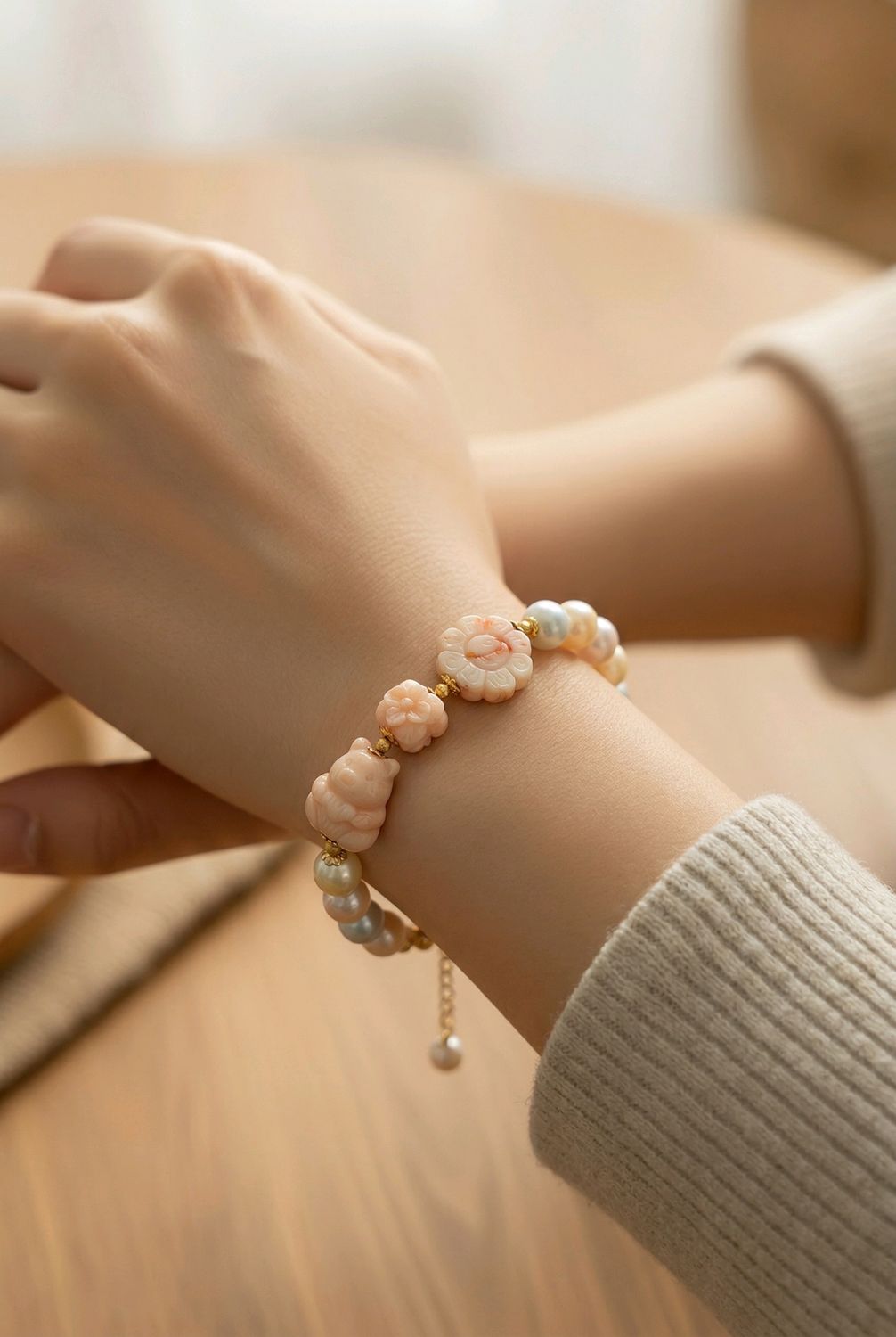 Natural Akoya Pearl x Coral