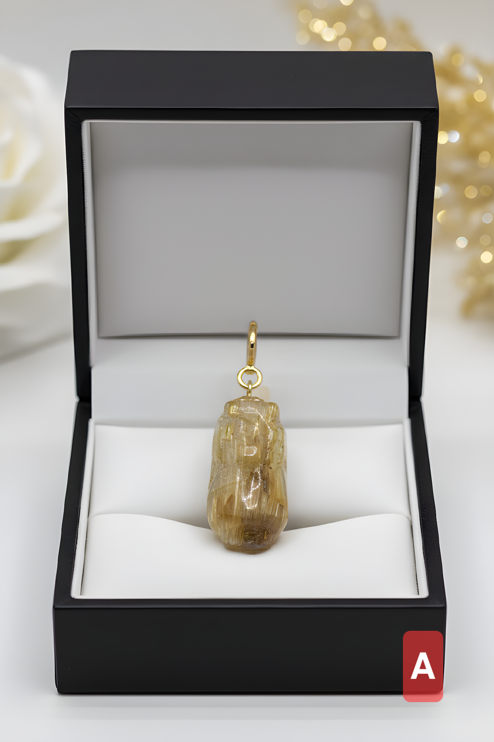 Natural Golden Ruti Pixiu Pendant - 18K