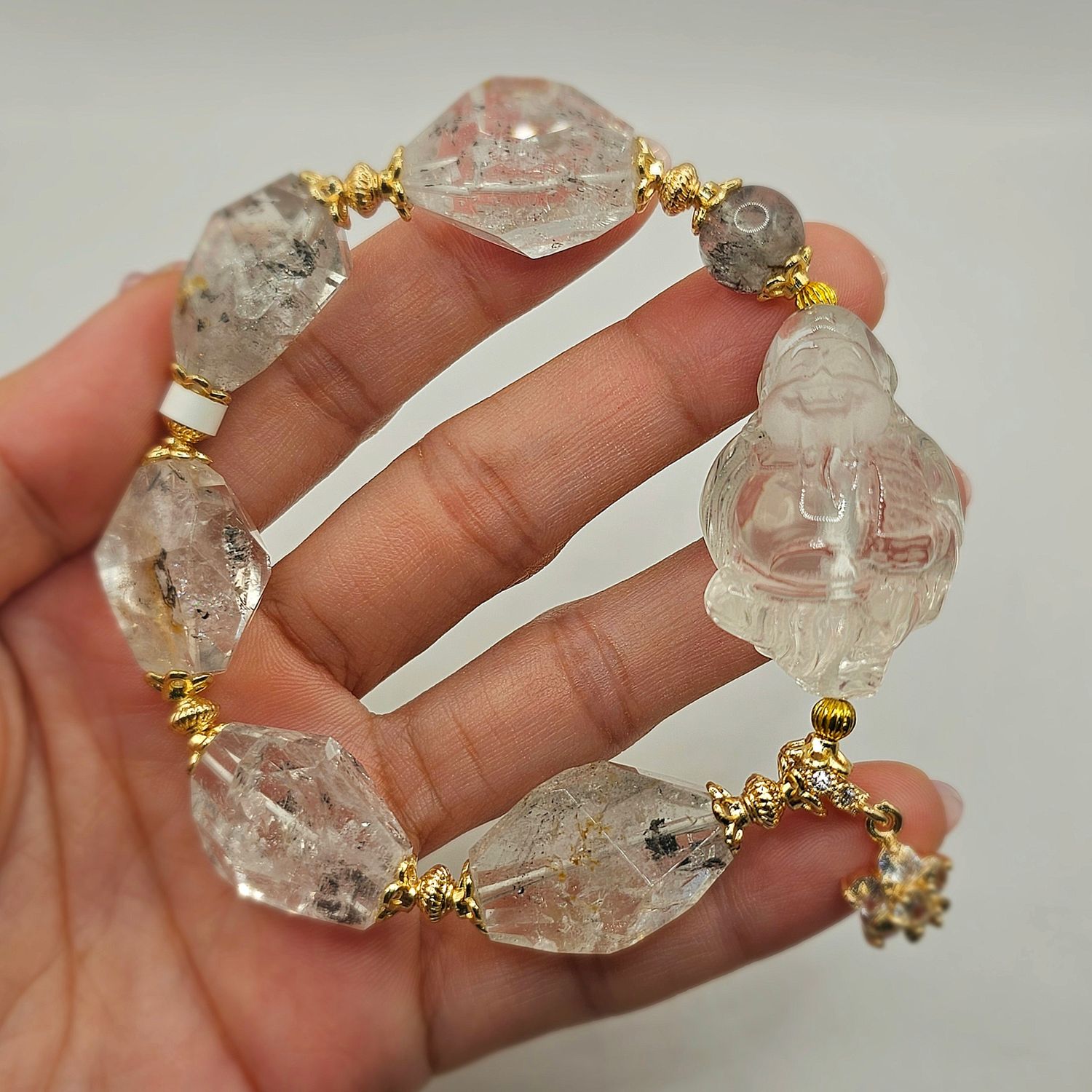 Natural Herkimer x God of Wealth Clear Quartz