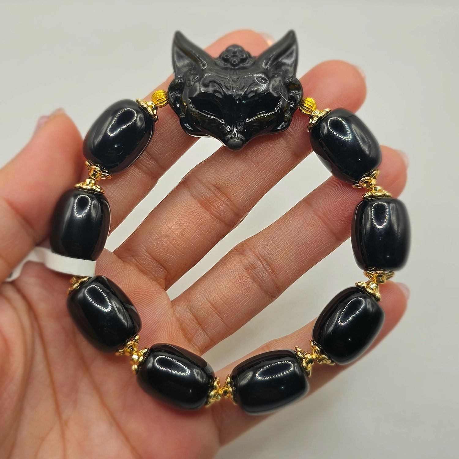 Natural Black Onyx x 9 Tail Fox Obsidian