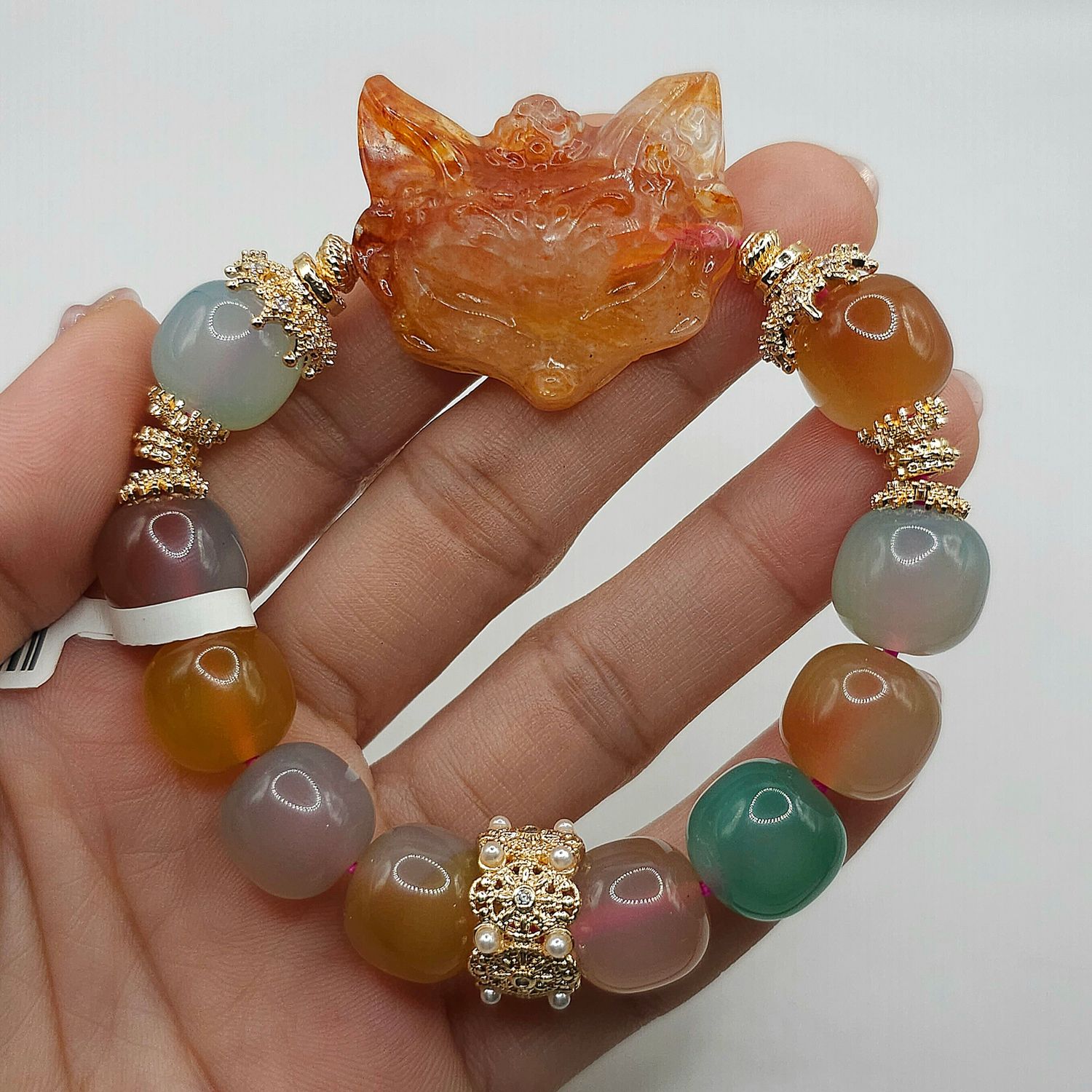 Natural Sugar Agate x 9 Tail Fox Fire Quartz