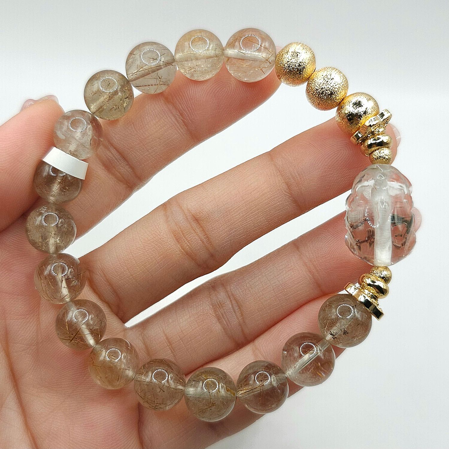 Natural Silver Copper Ruti with Pixiu