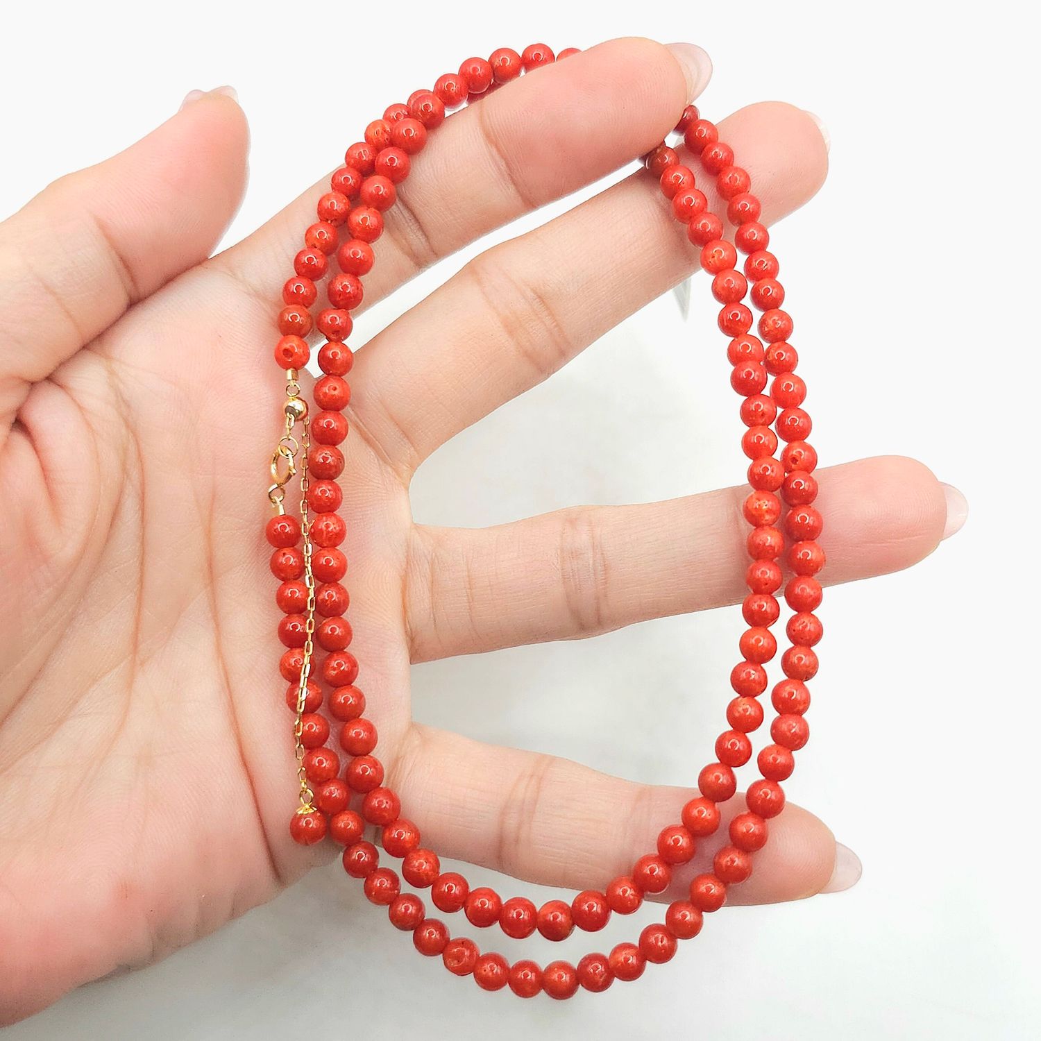 Natural Coral Necklace - 18K