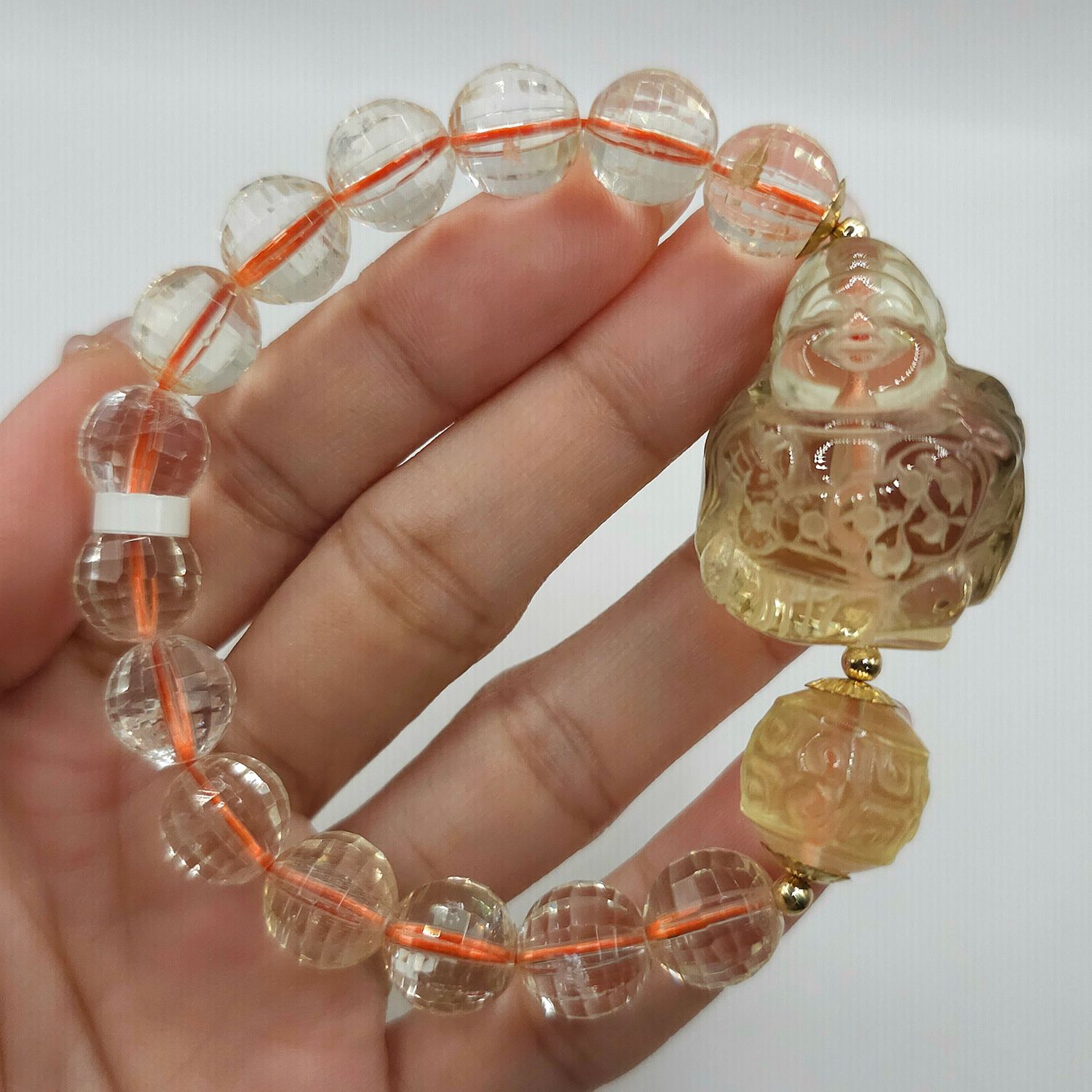 Natural Citrine with God of Wealth