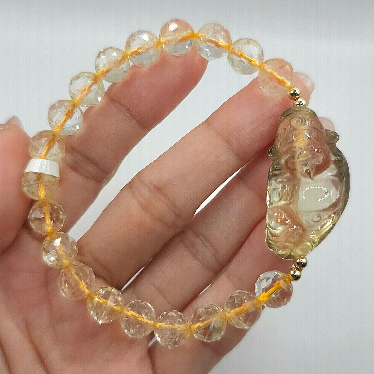 Natural Citrine with God of Wealth