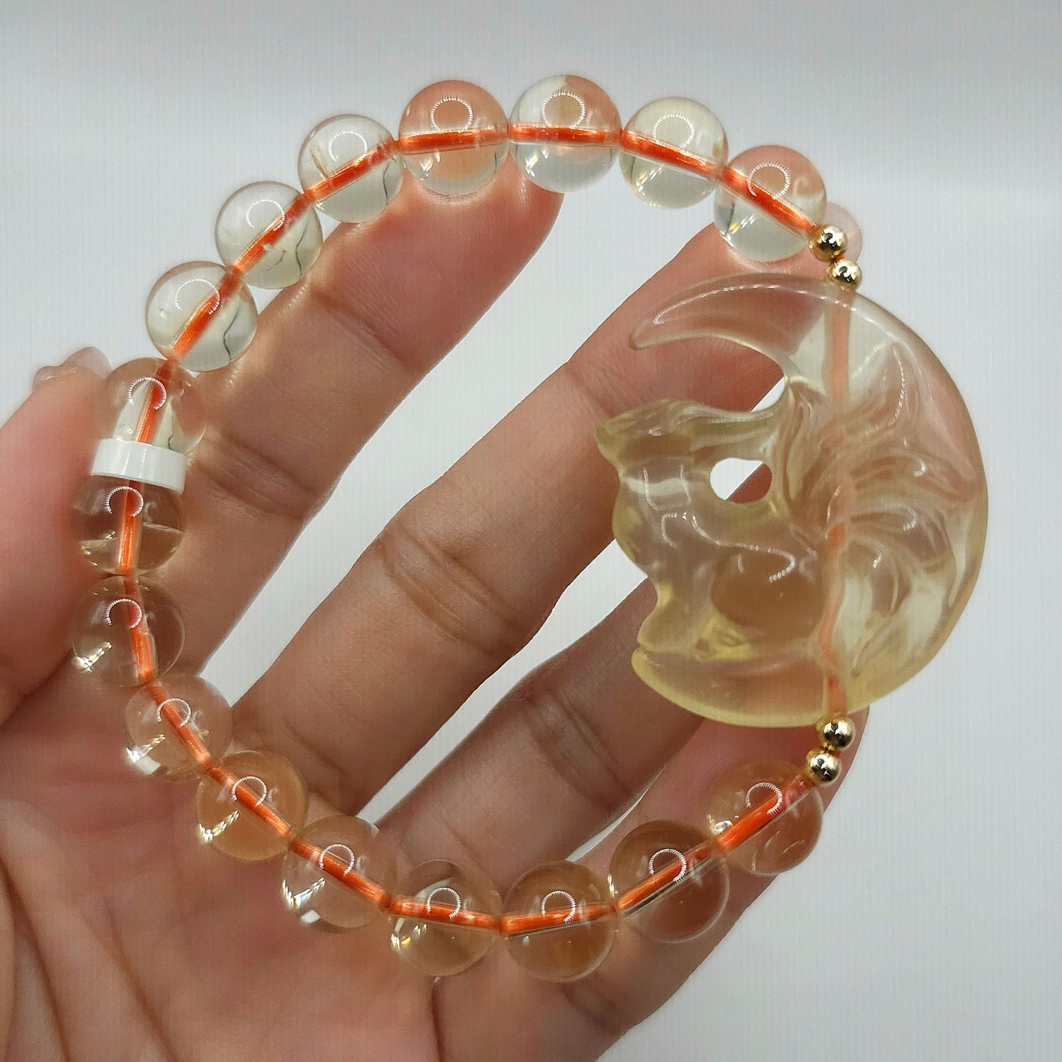 Natural Citrine with 9 Tail Fox