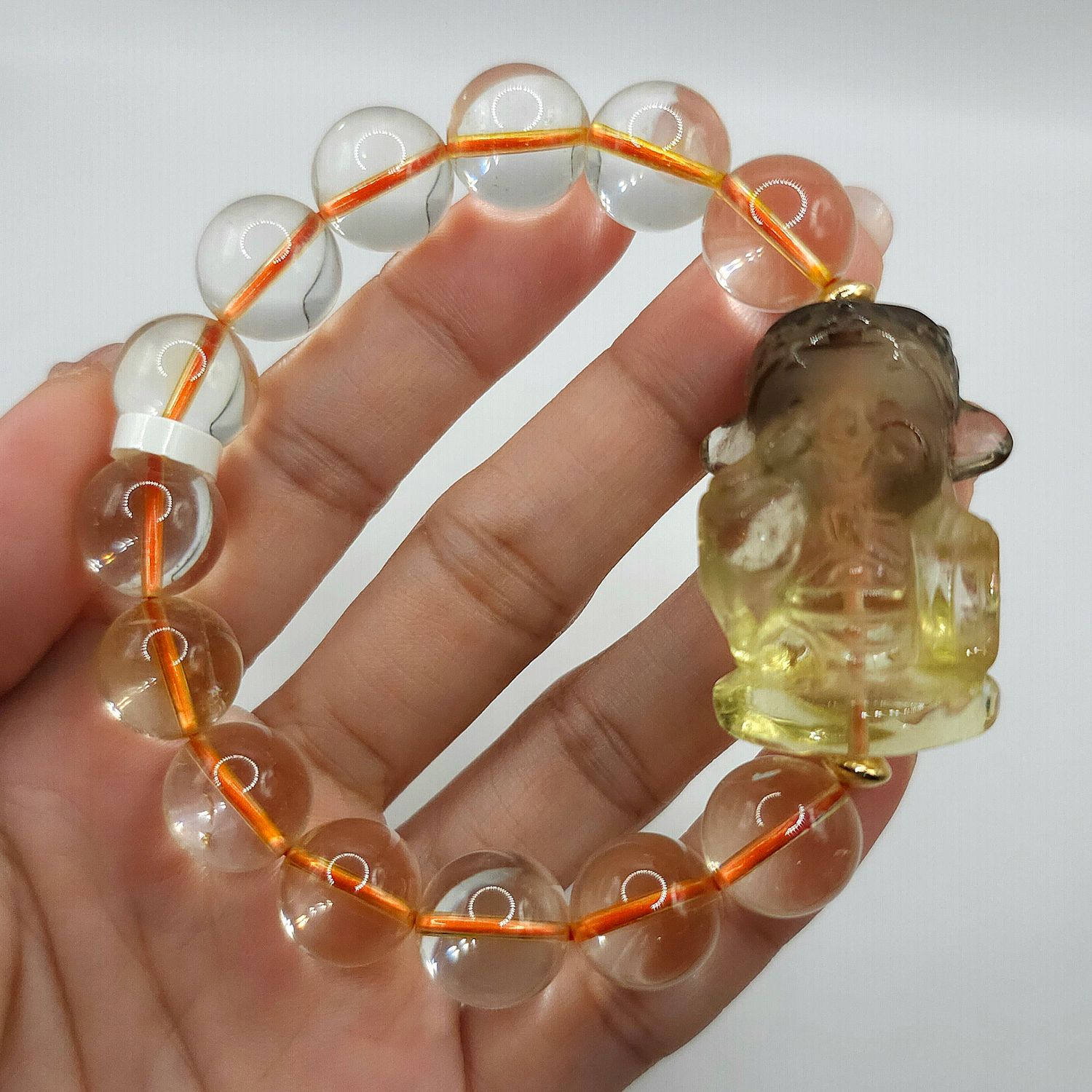 Natural Citrine with God of Wealth