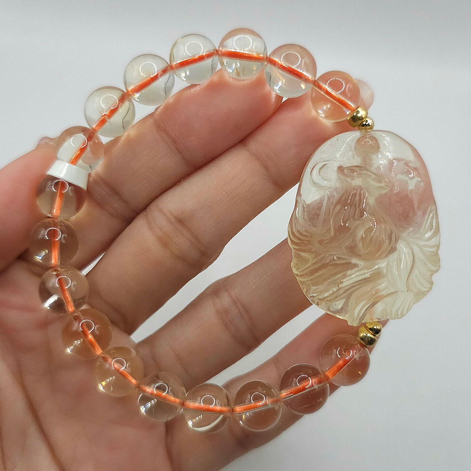 Natural Citrine with 9 Tail Fox