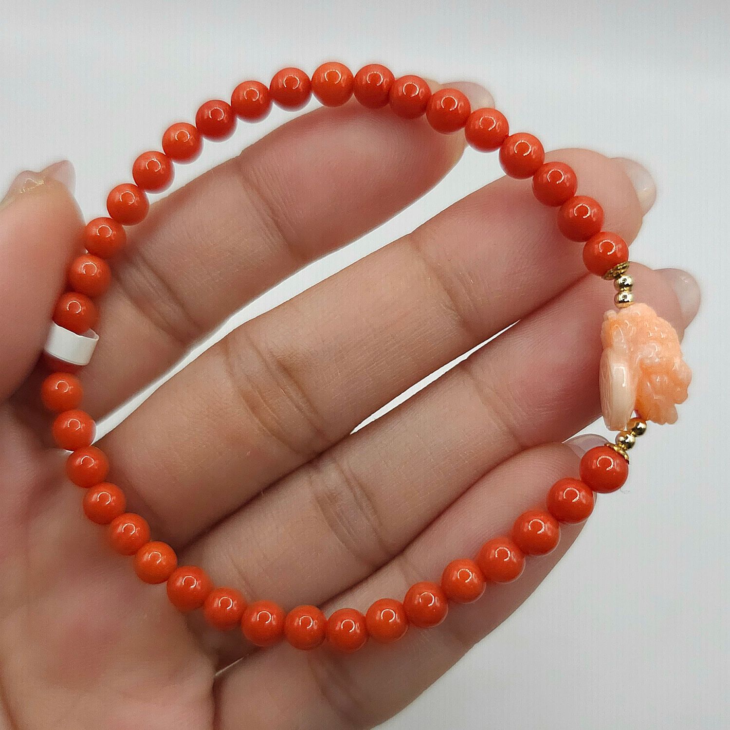 Natural Coral with Dragon Pixiu Coin
