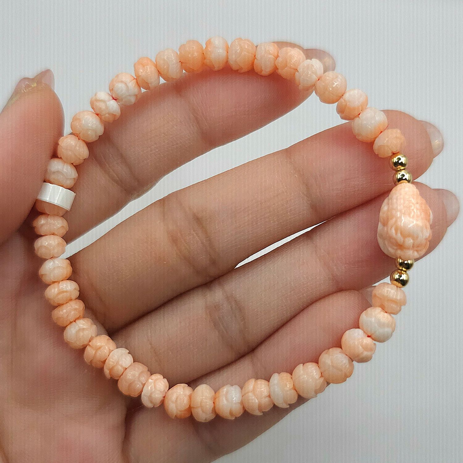 Natural Lotus Coral with Dragon Coin Pixiu