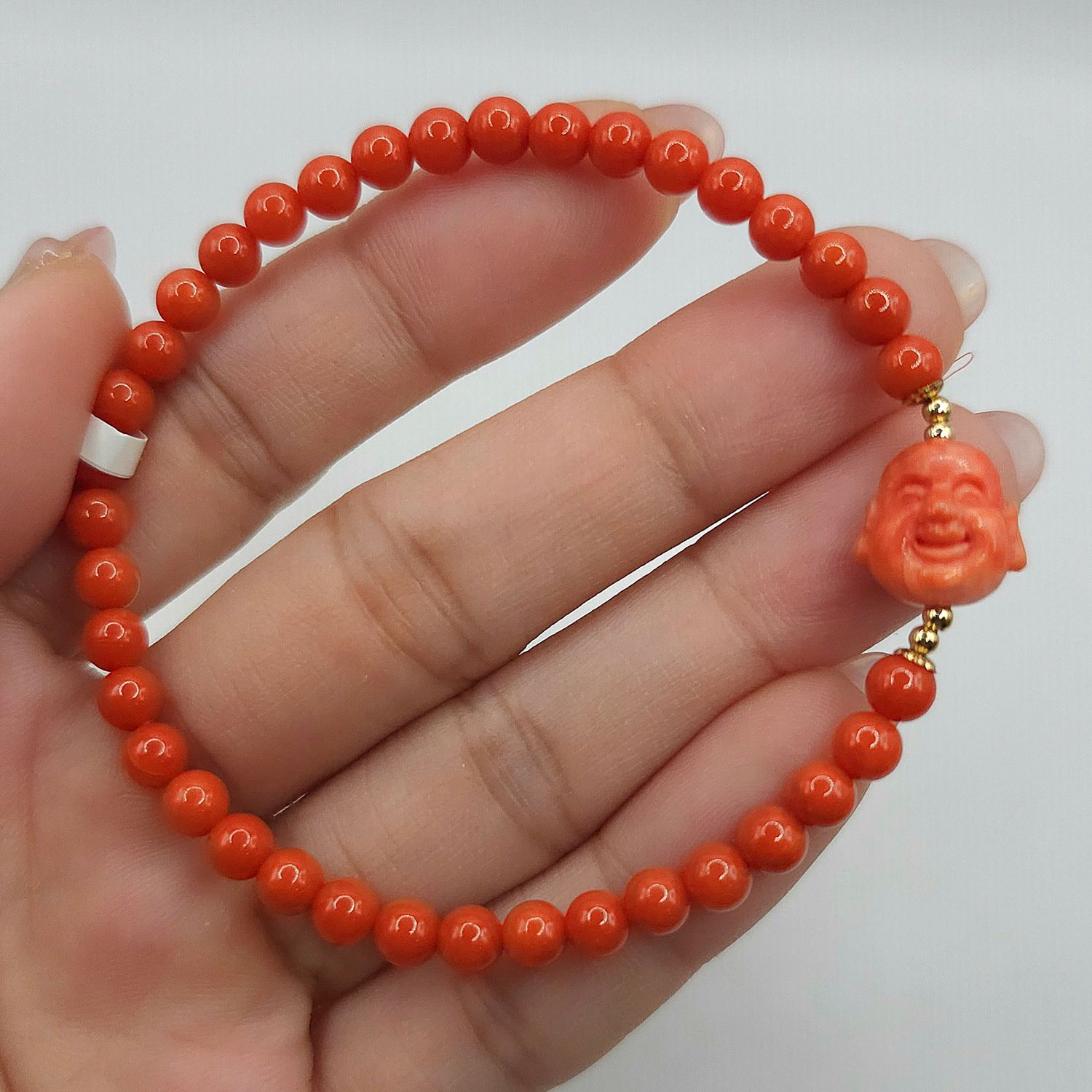 Natural Coral with Laughing Buddha