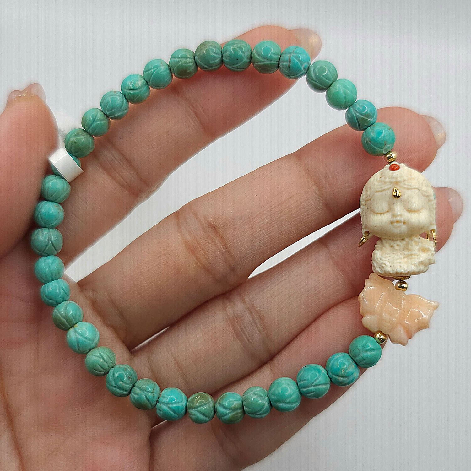 Natural Lotus Turquoise x Guanyin Ivory Mammoth