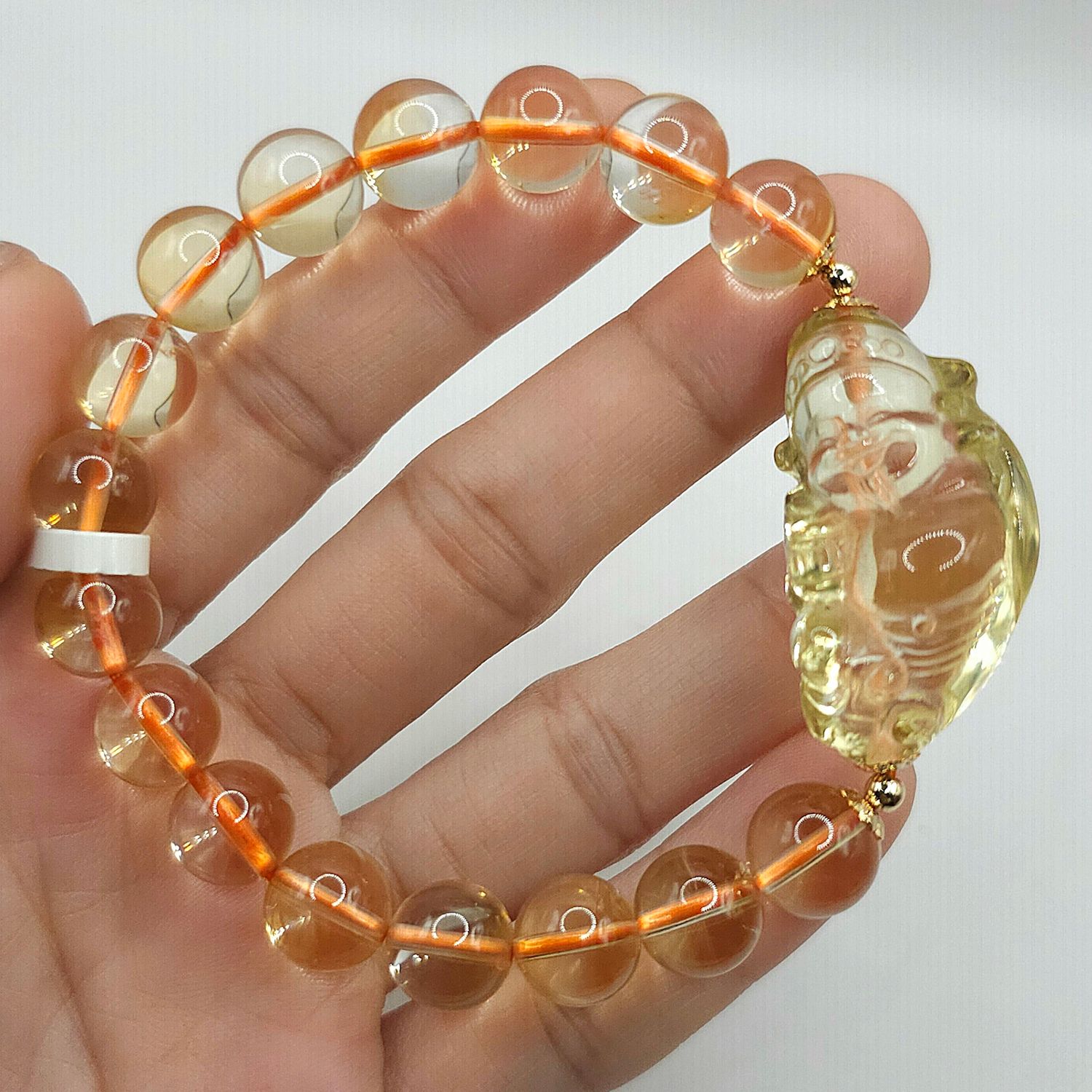 Natural Citrine with God of Wealth