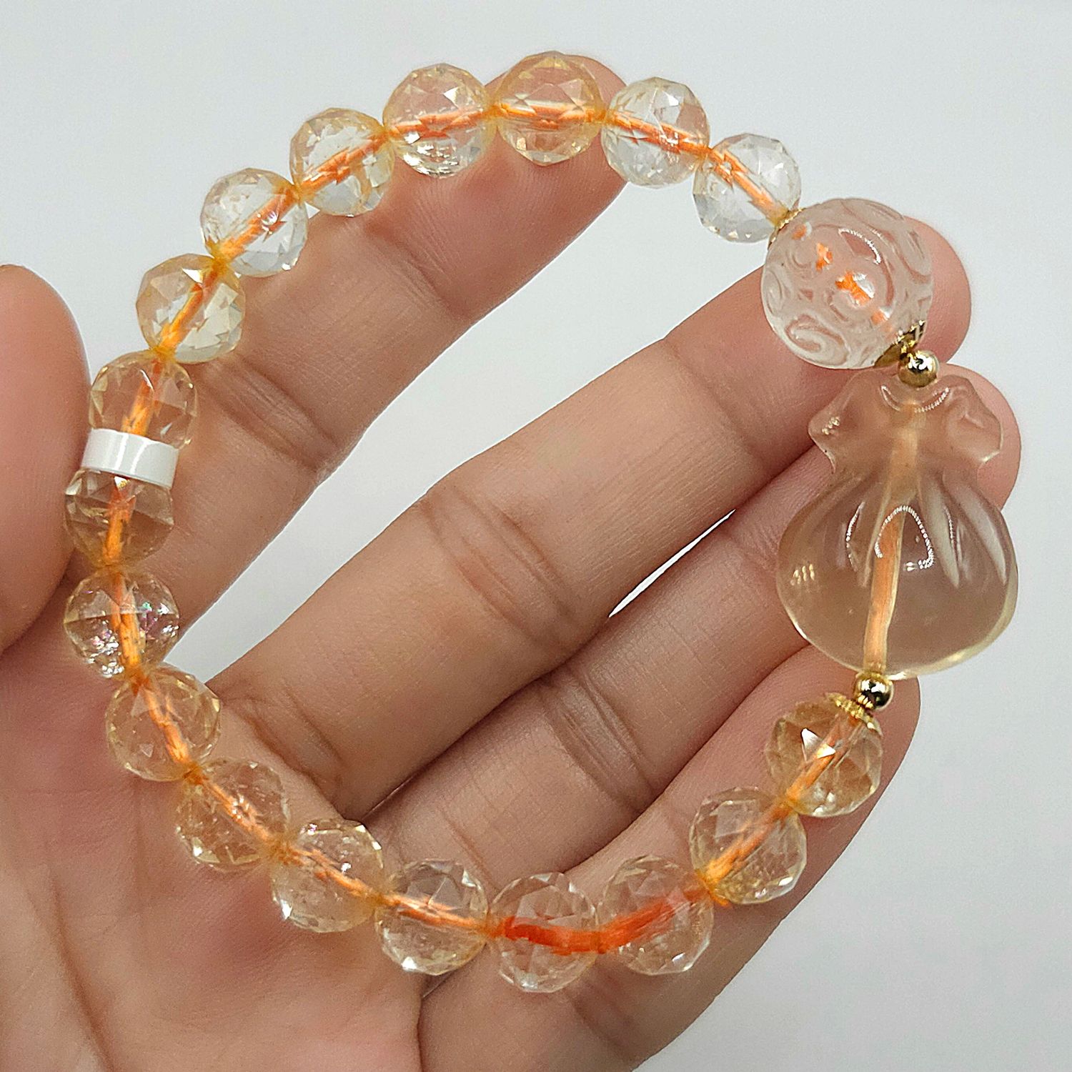 Natural Citrine with Money Bag &amp; Lucky Turn