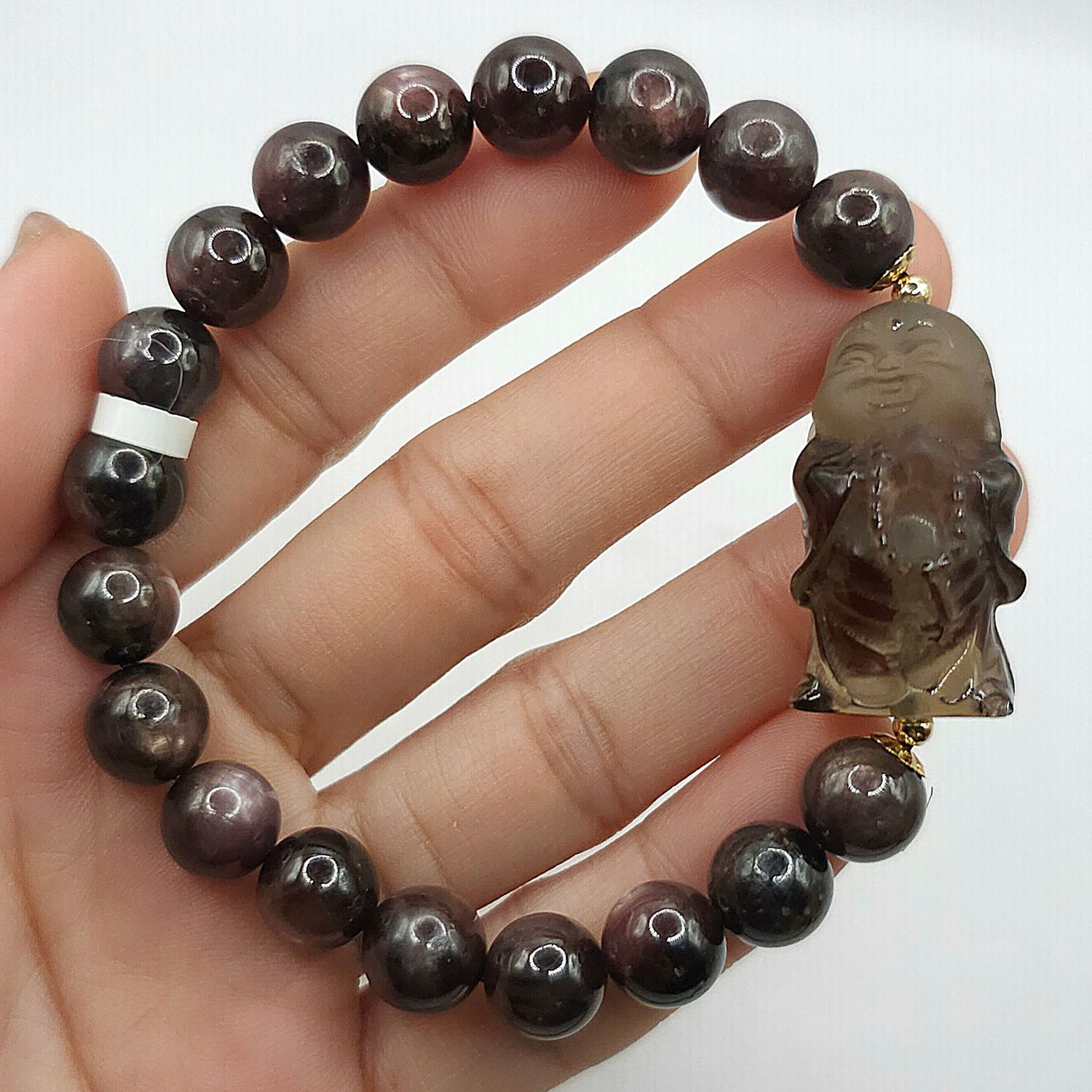 Natural Hypersthene x Buddha Smoky Quartz