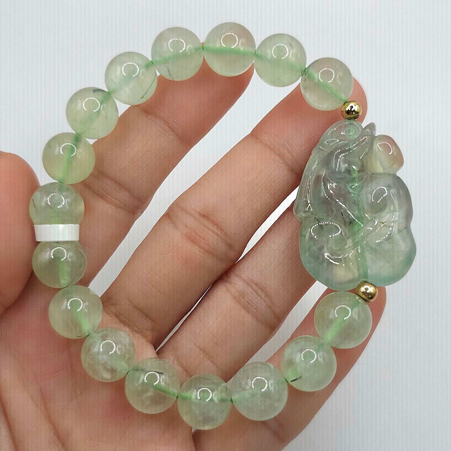 Natural Prehnite with Rabbit
