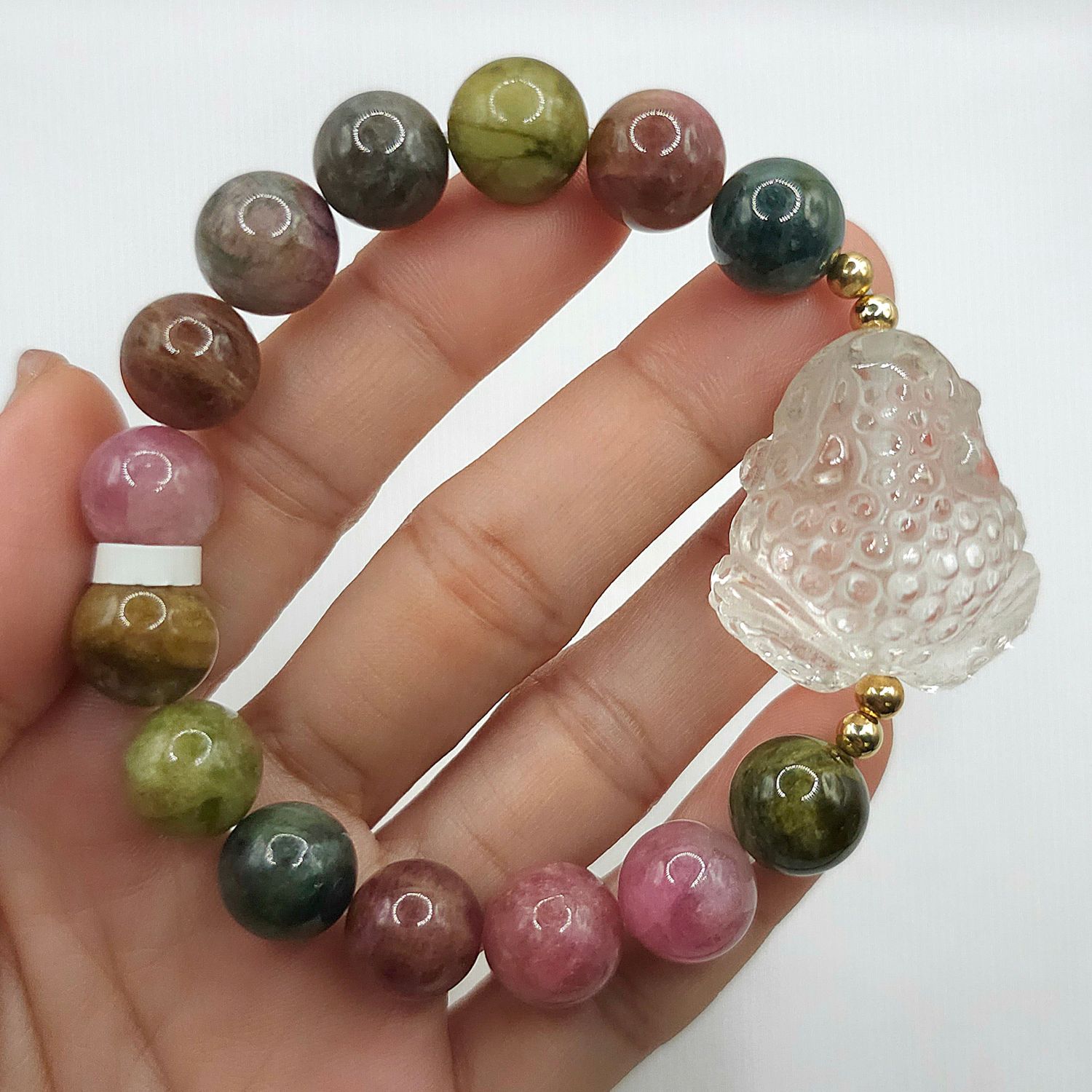 Natural Candy Tourmaline x Toad Clear Quartz
