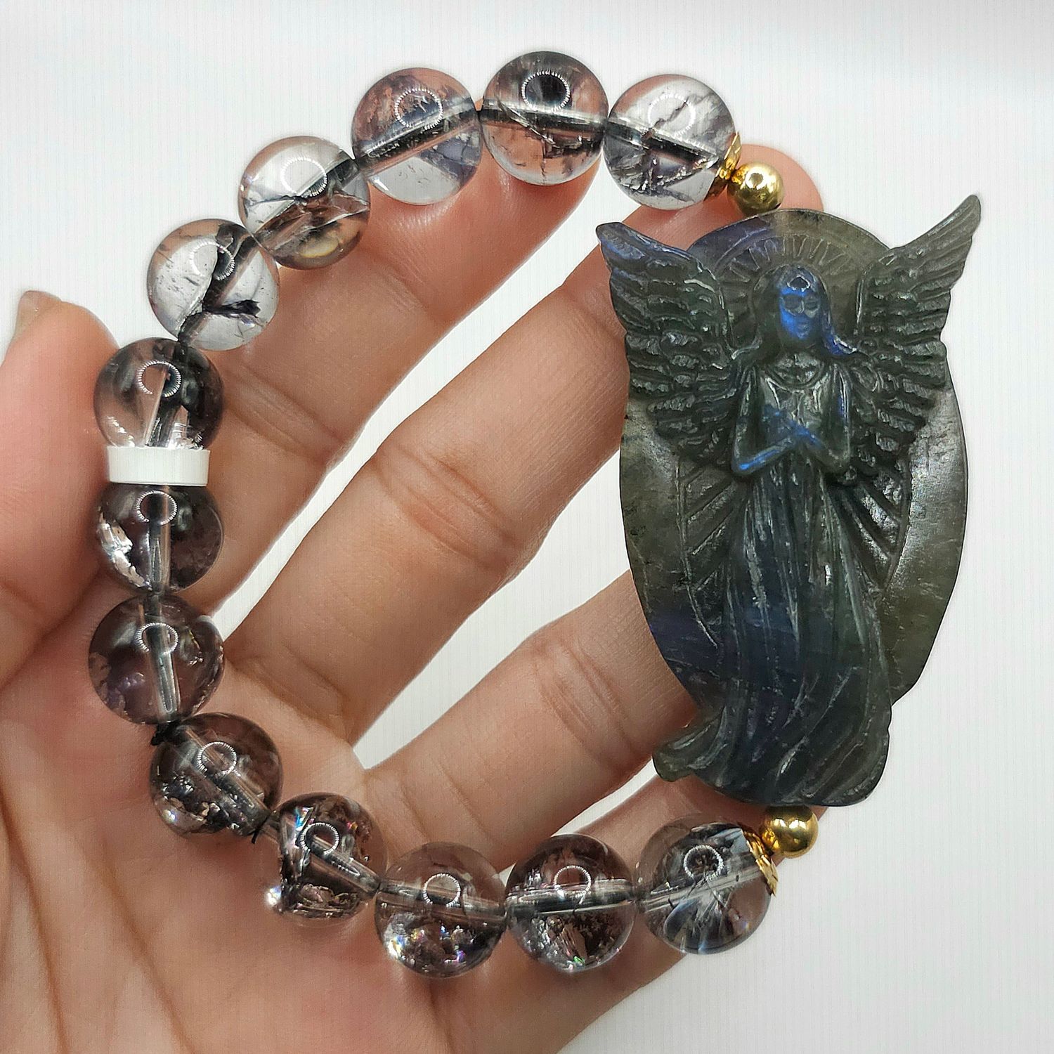 Natural Black Fire Quartz x Angel Labradorite
