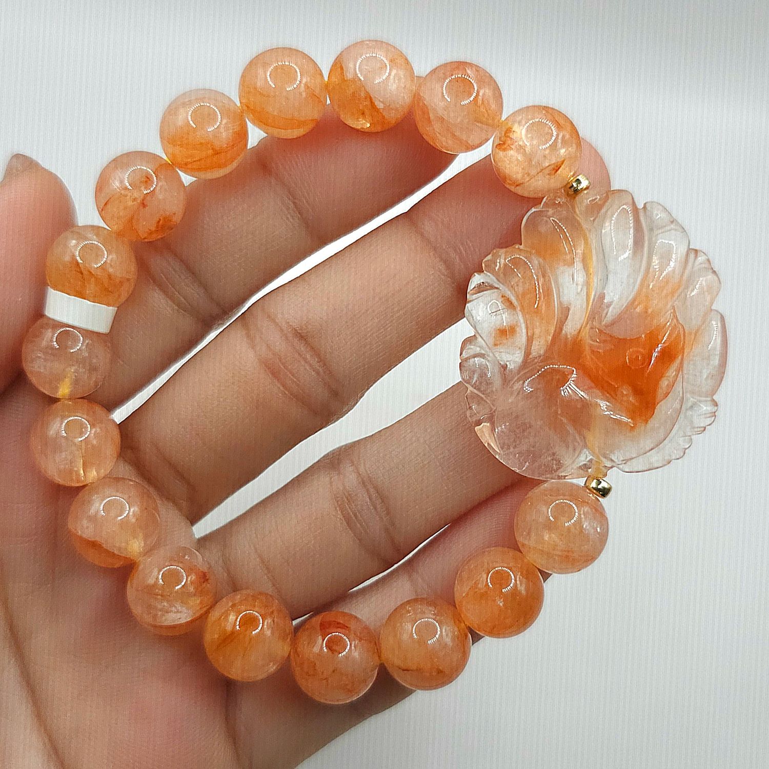 Natural Fire Quartz with Nine Tail Fox