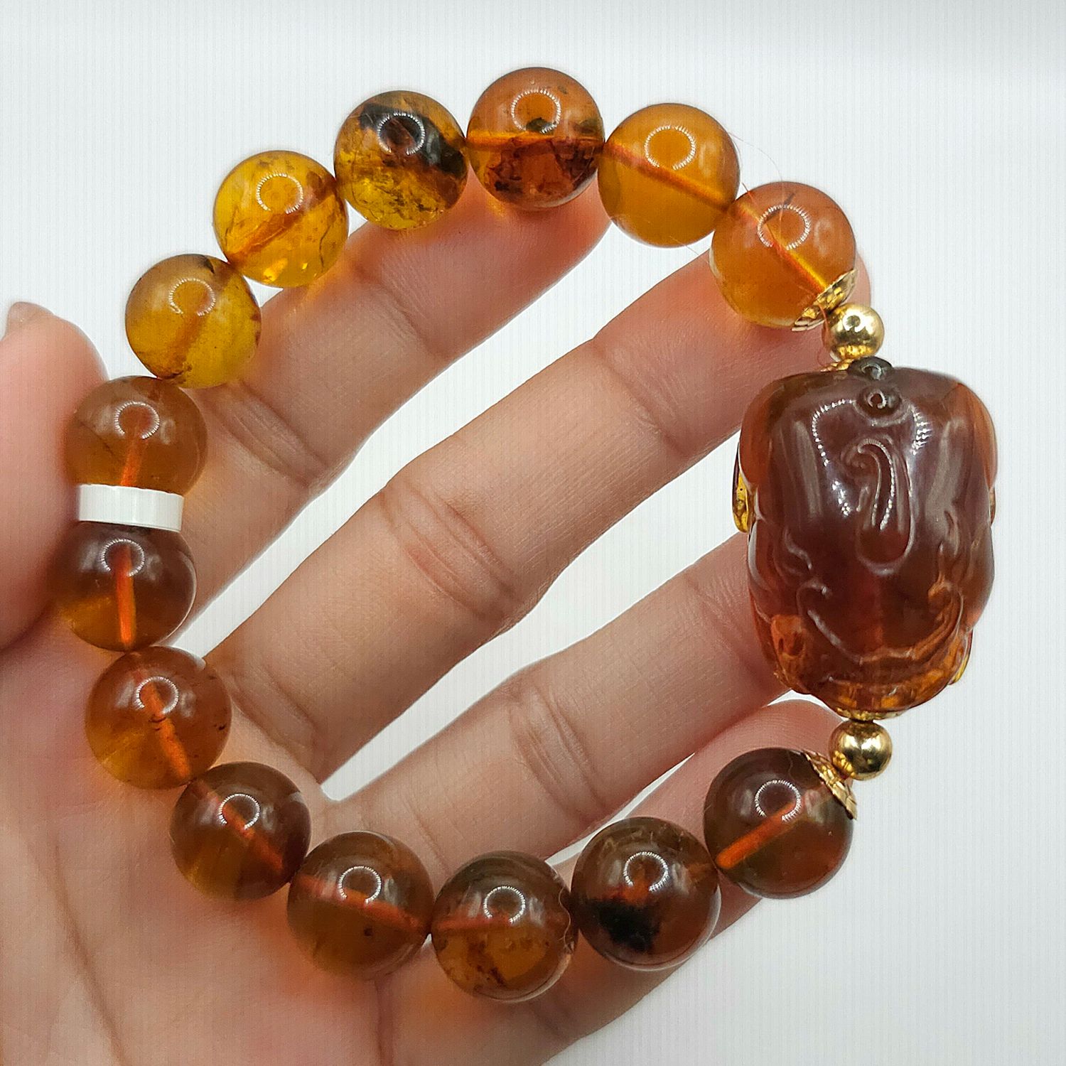 Natural Amber with Dragon Pixiu