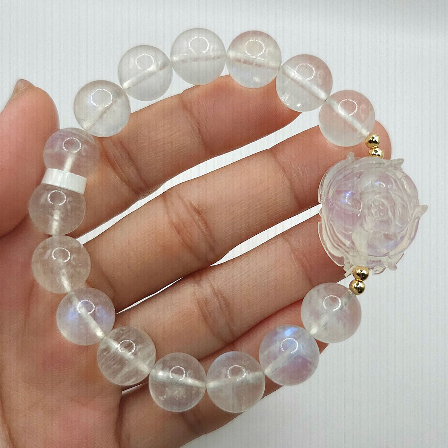 Natural Blue Moonstone with Lotus