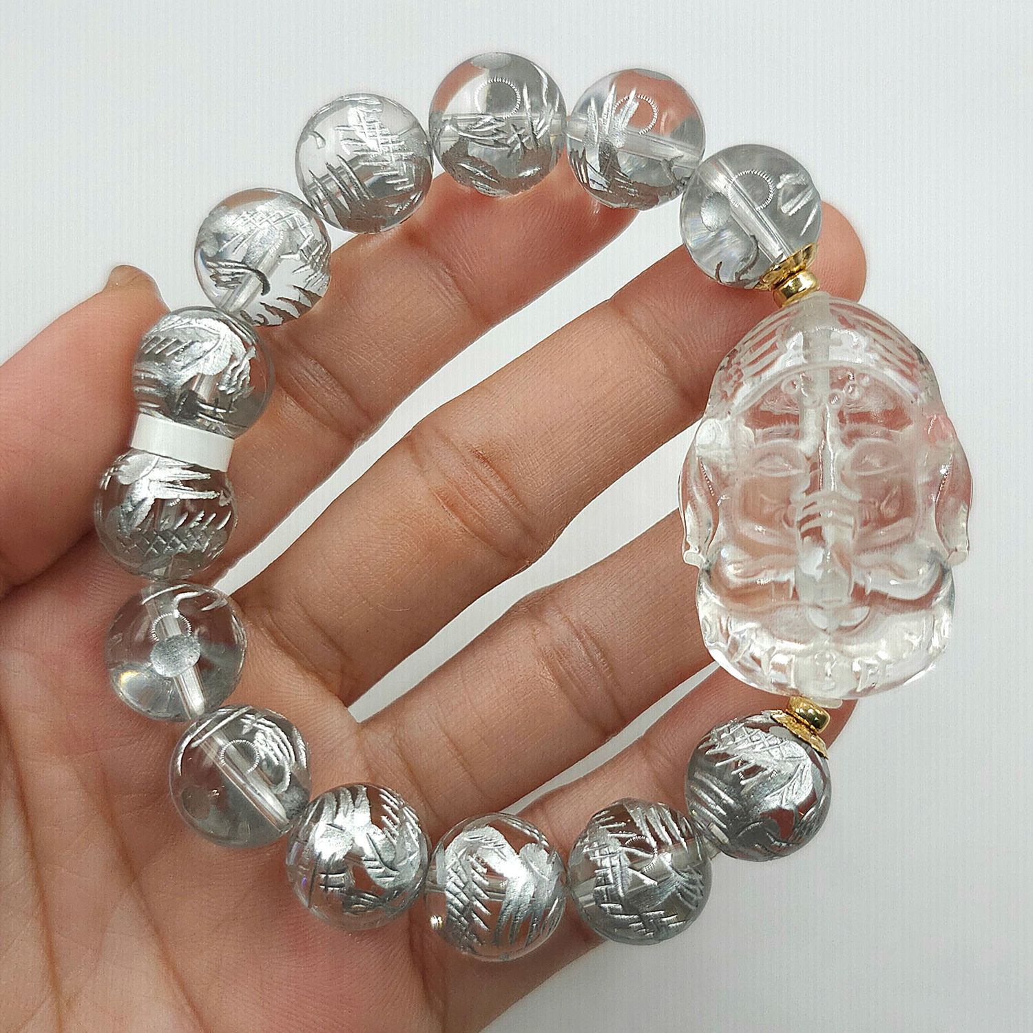 Natural Dragon Clear Quartz with Ganesha