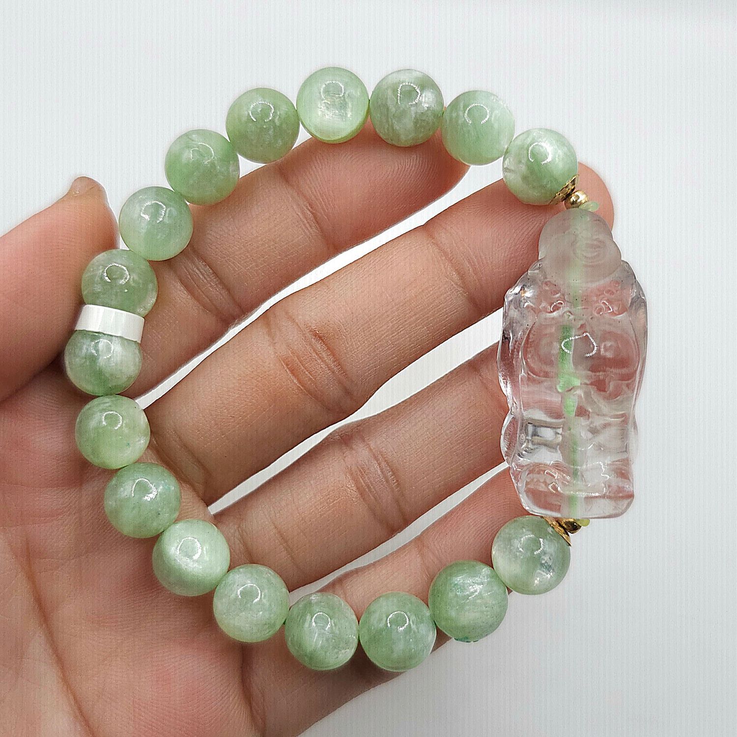 Natural Emerald Quartz x Buddha Clear Quartz