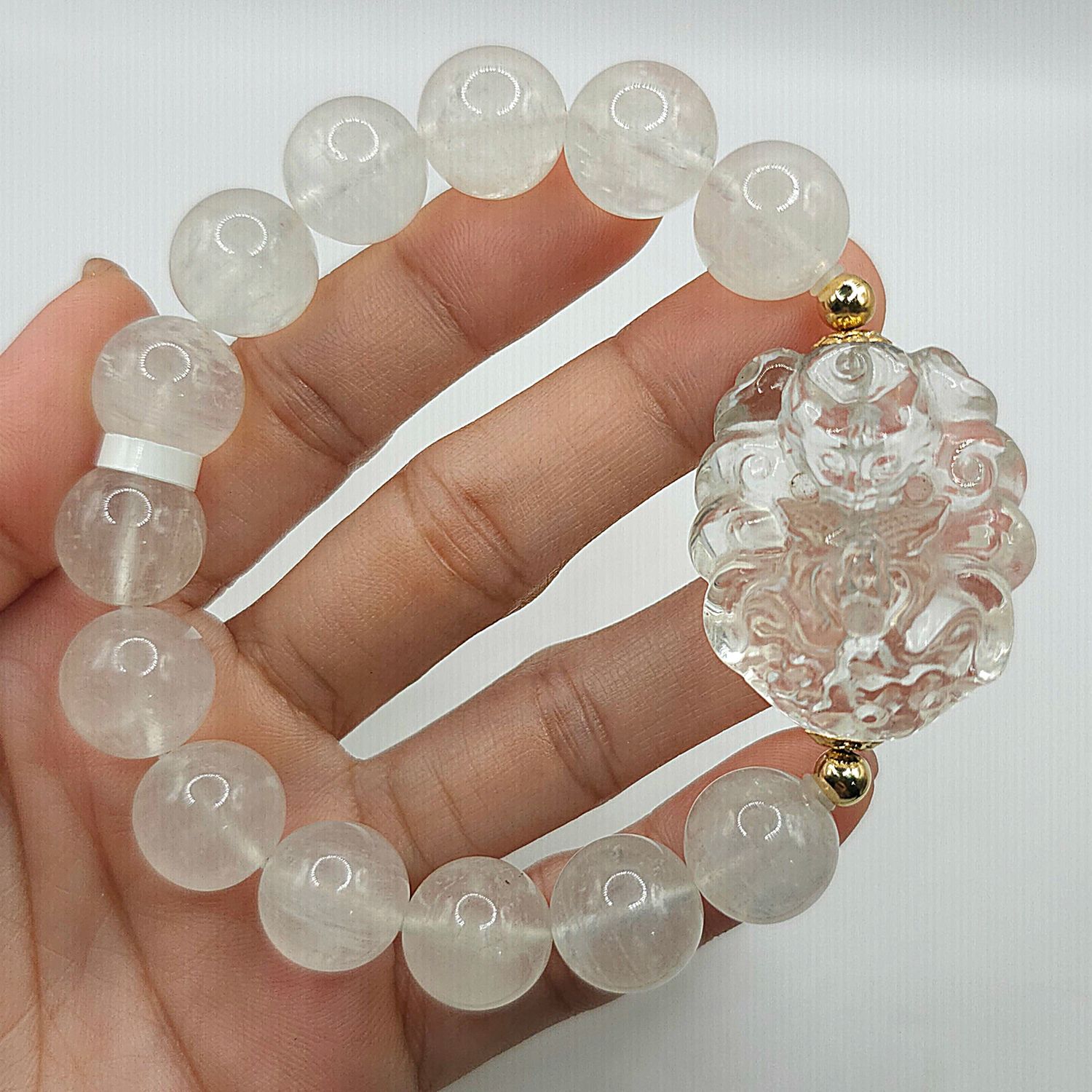 Natural Moonstone x 9 Tail Fox Clear Quartz