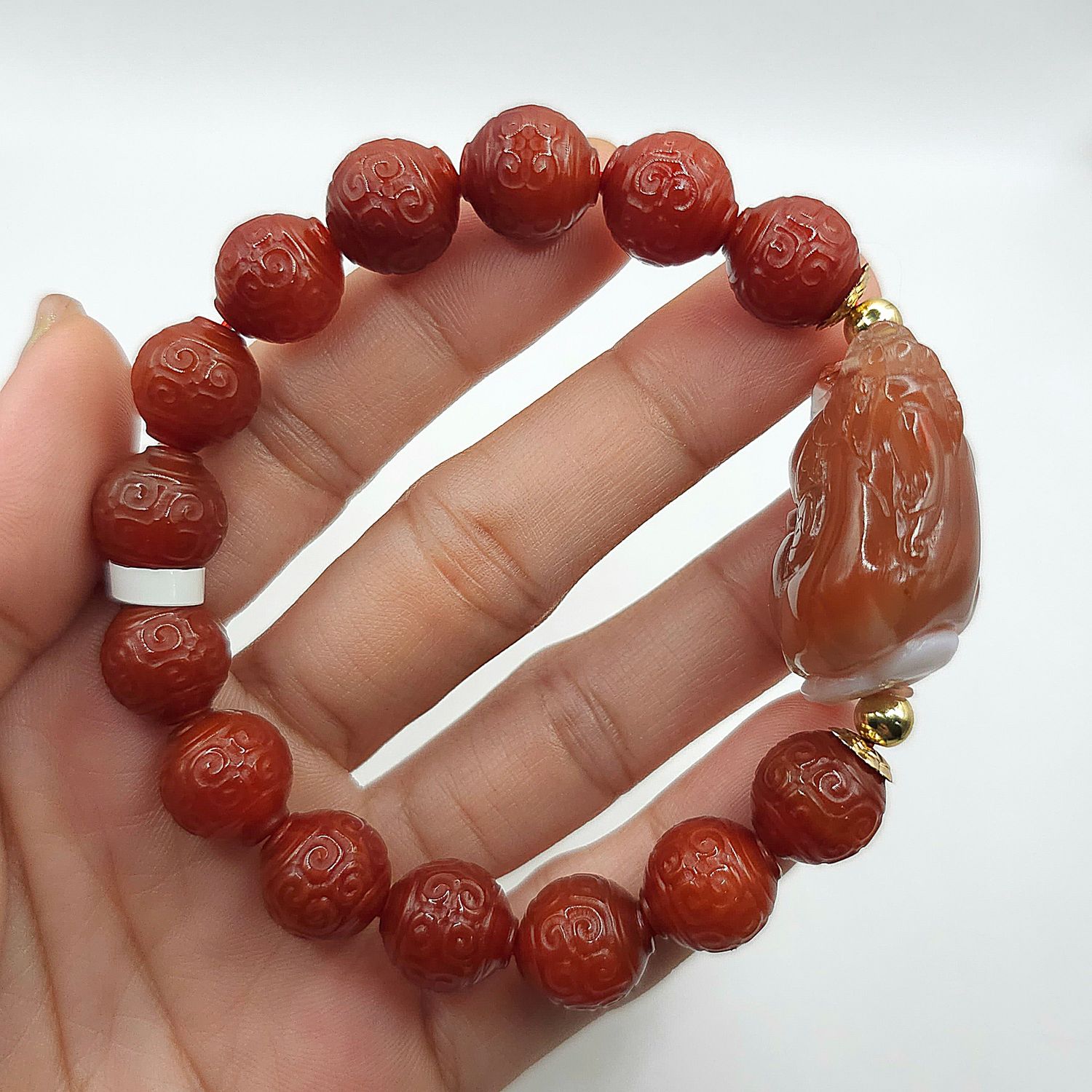 Natural Lucky Turn Carnelian x Pixiu Nanhong