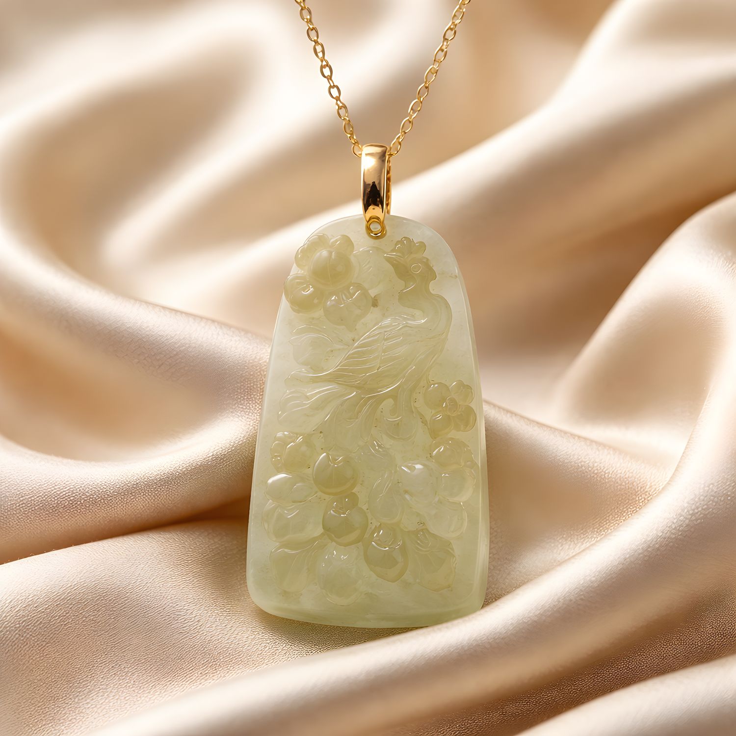 Natural Burma Jade Phoenix Necklace