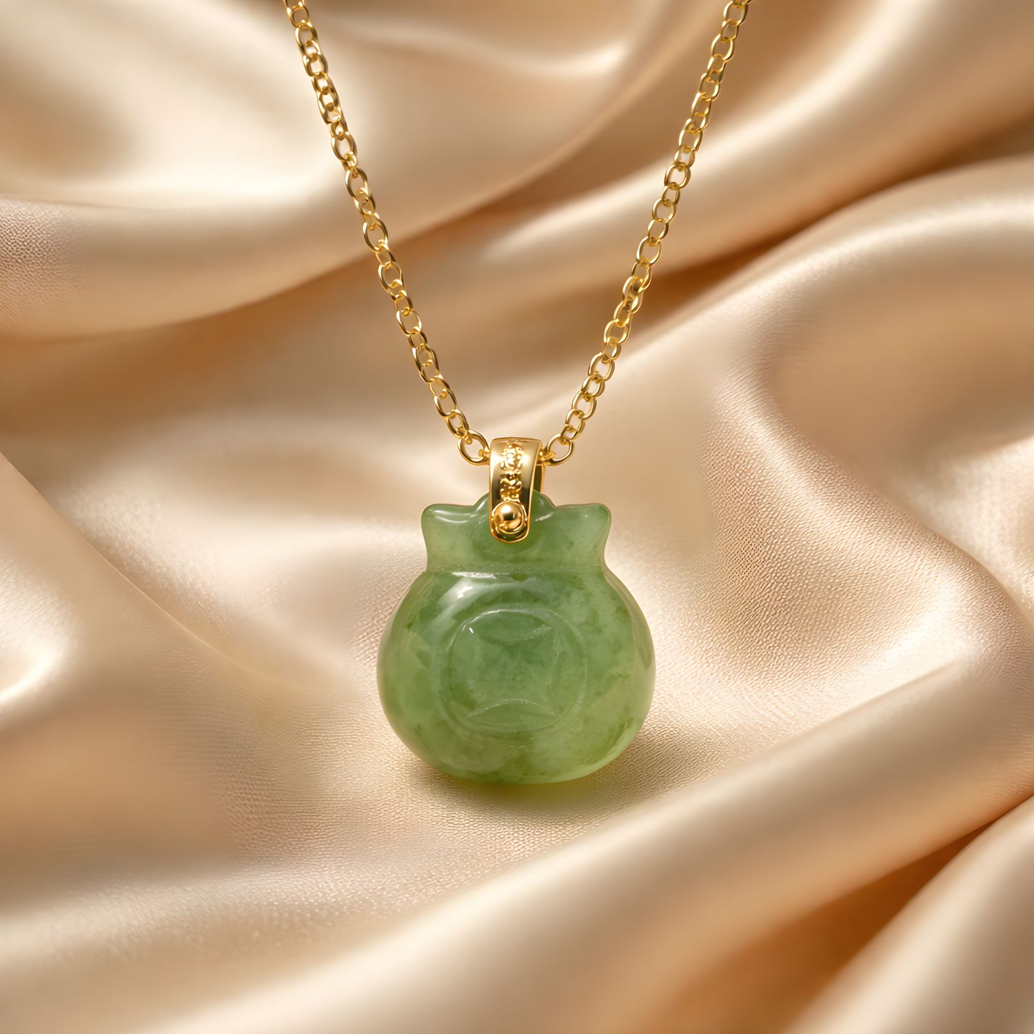 Natural Burma Jade Money Bag Necklace