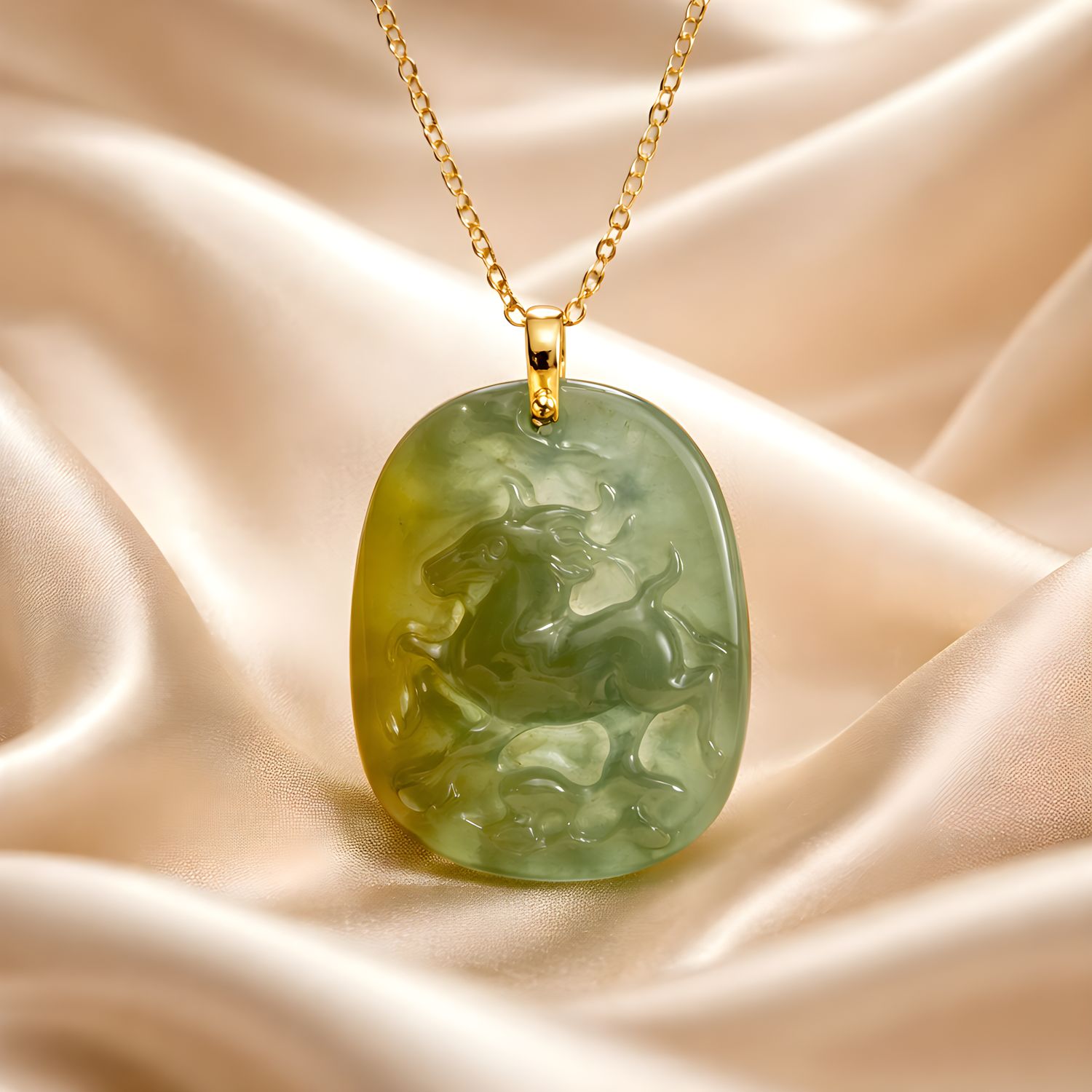 Natural Blue Water Jade Goat Necklace