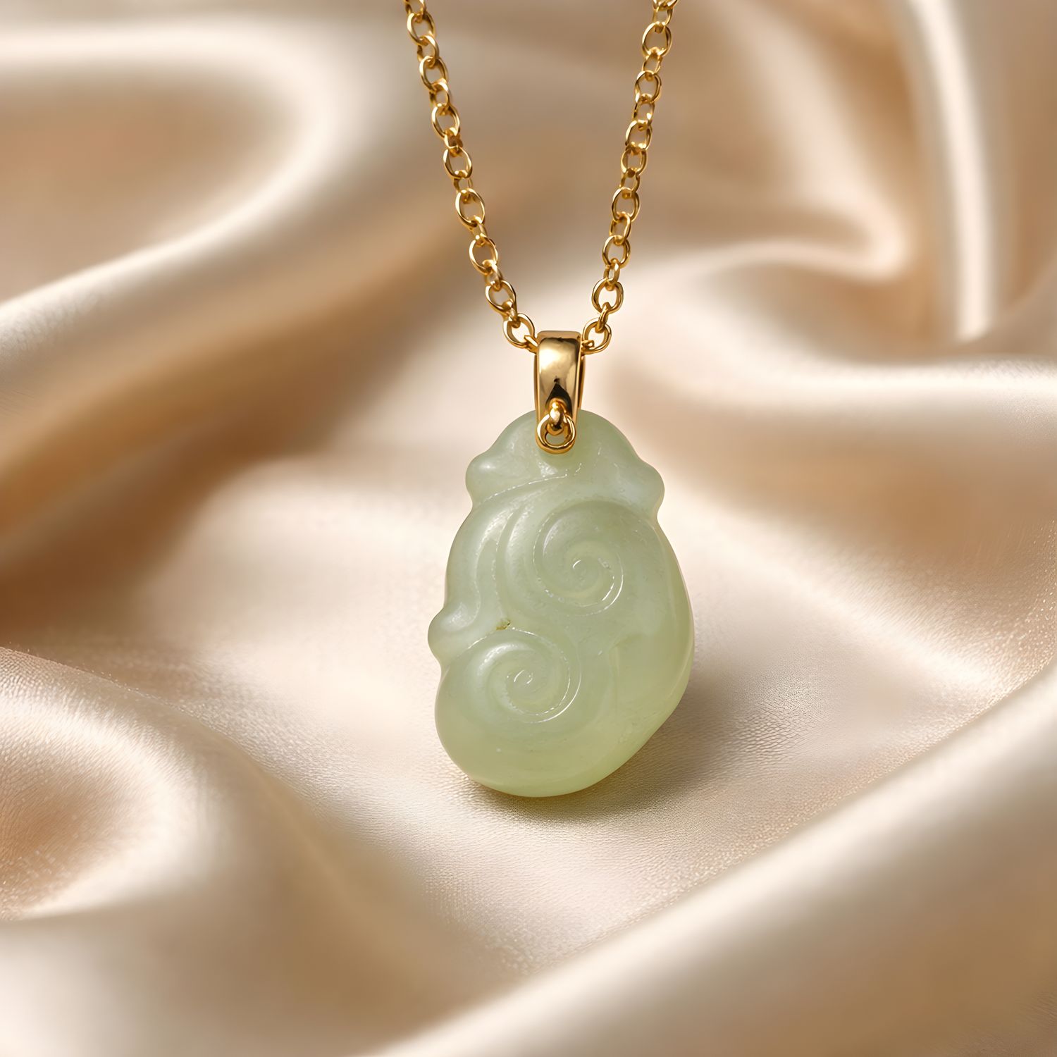 Natural Hetian Jade Ruyi Necklace