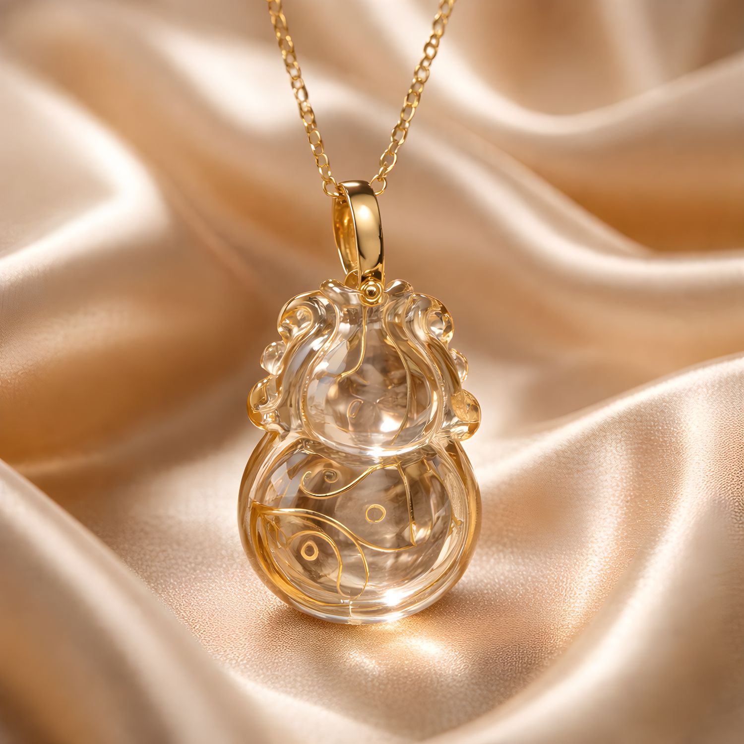 Natural Citrine Wu Lu Coin Necklace