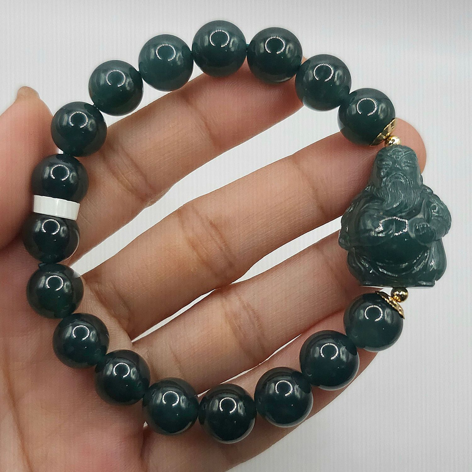 Natural Blue Water Jade with Guan Gong God of Wealth