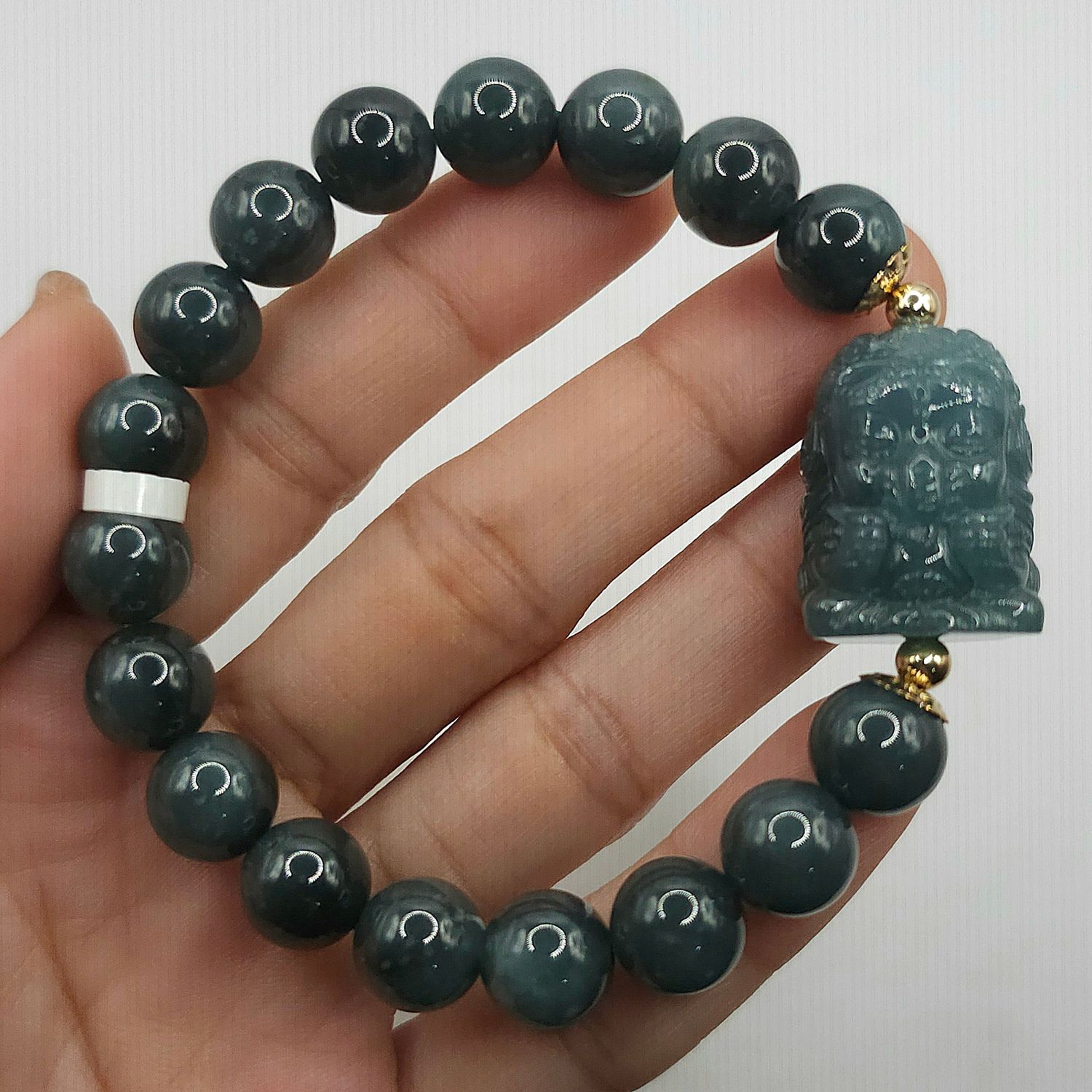 Natural Blue Water Jade with Ganesha