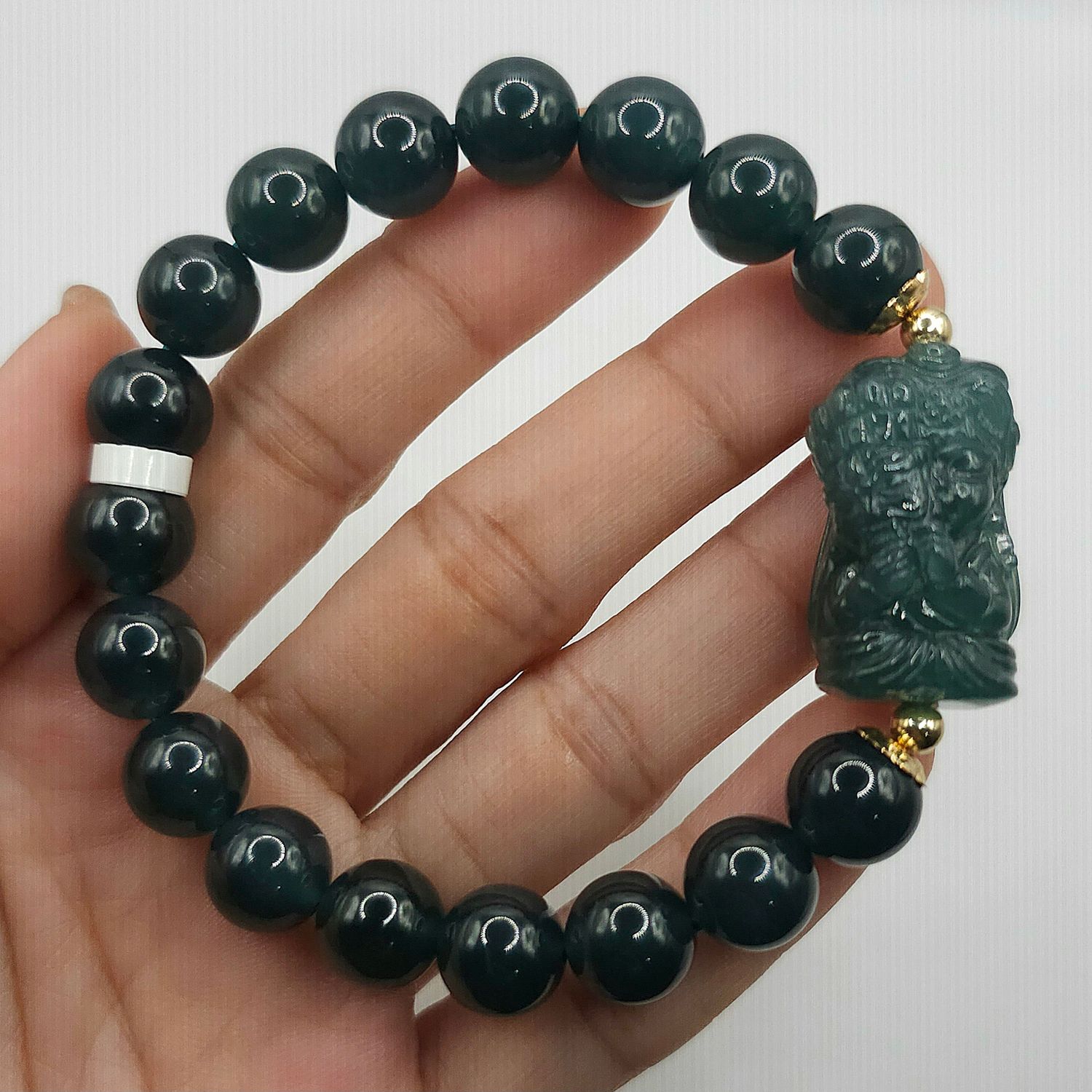 Natural Blue Water Jade with Zakiram Goddess of Wealth