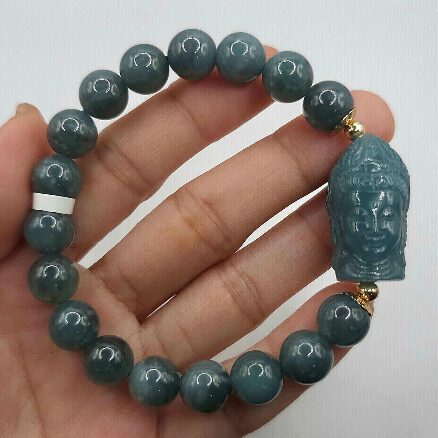 Natural Blue Water Jade with Guanyin Double Face