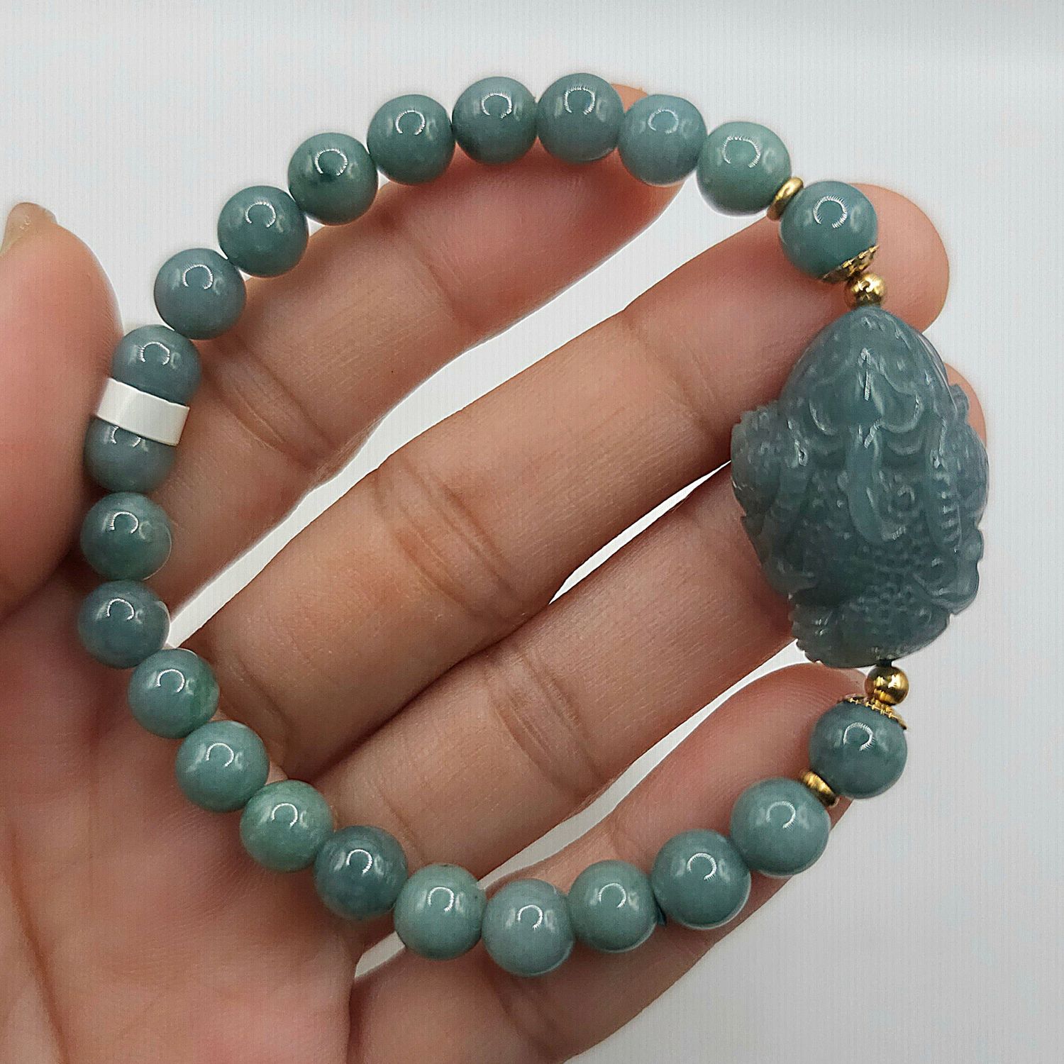 Natural Blue Water Jade with Dragon Pixiu