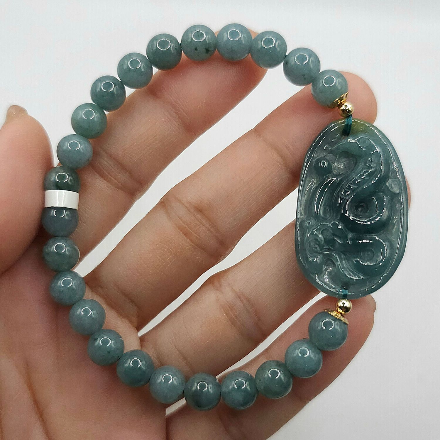 Natural Blue Water Jade with Snake