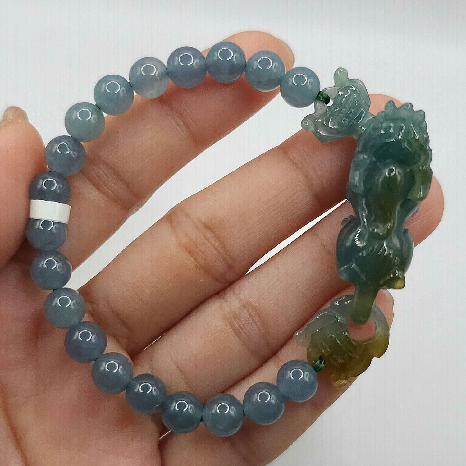 Natural Blue Water Jade with Dragon Pixiu