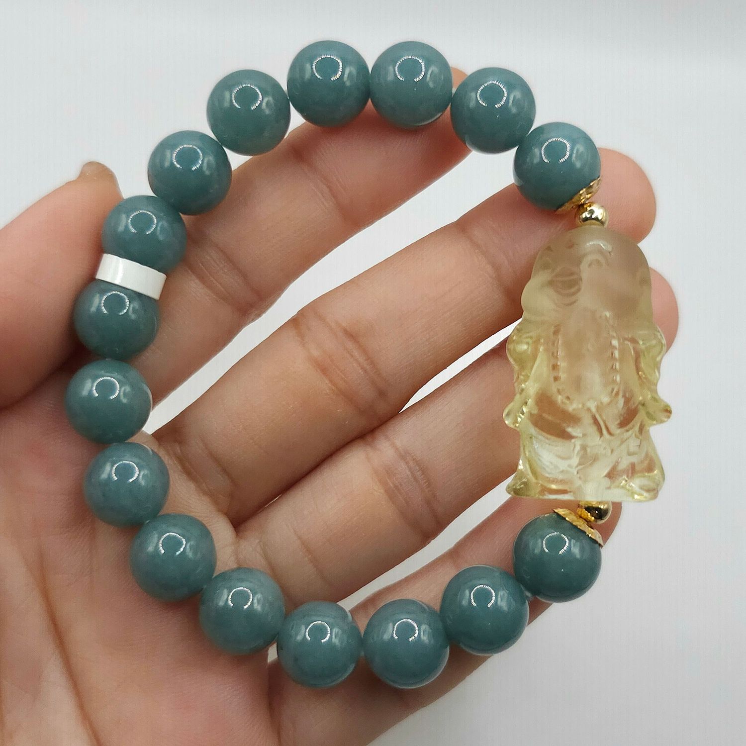 Natural Blue Water Jade x Buddha Citrine