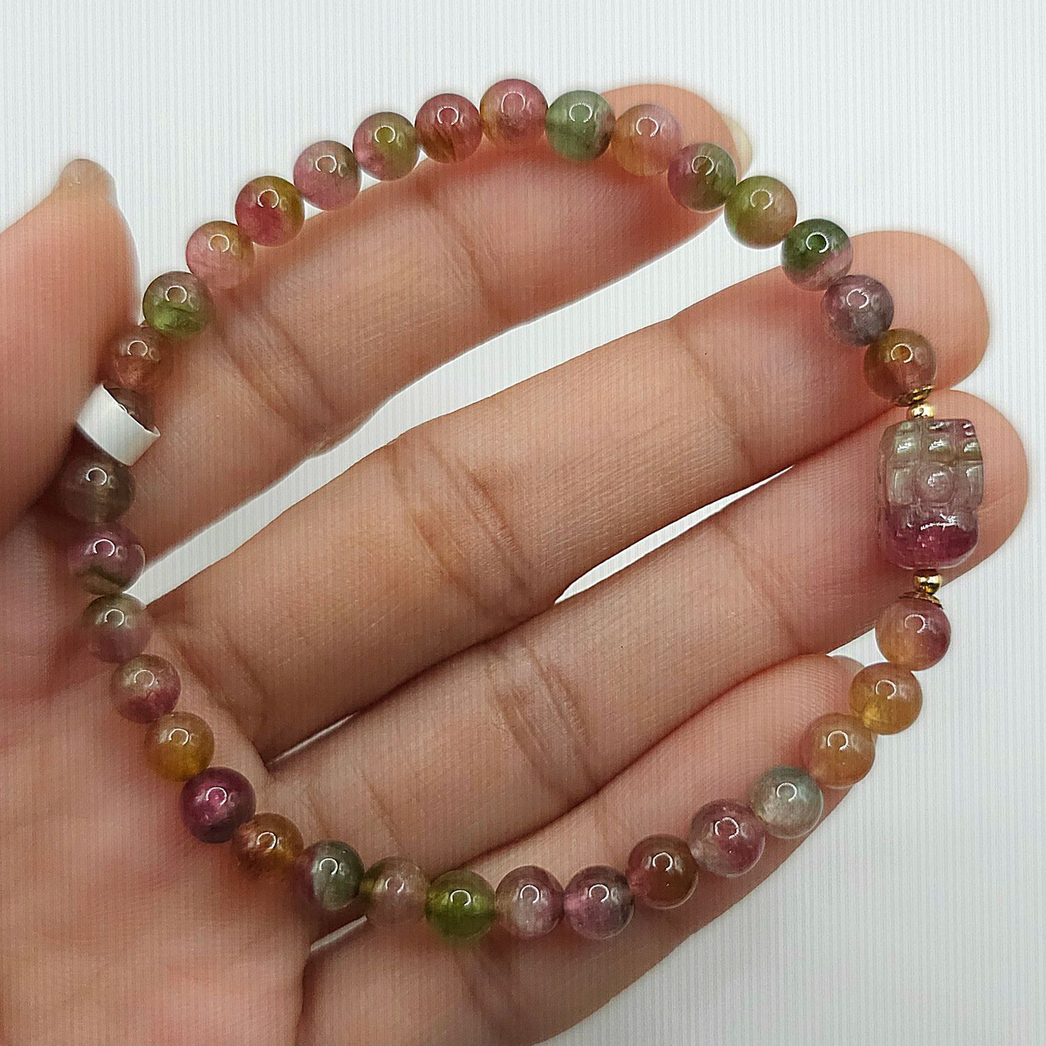 Natural Watermelon Tourmaline with Pixiu