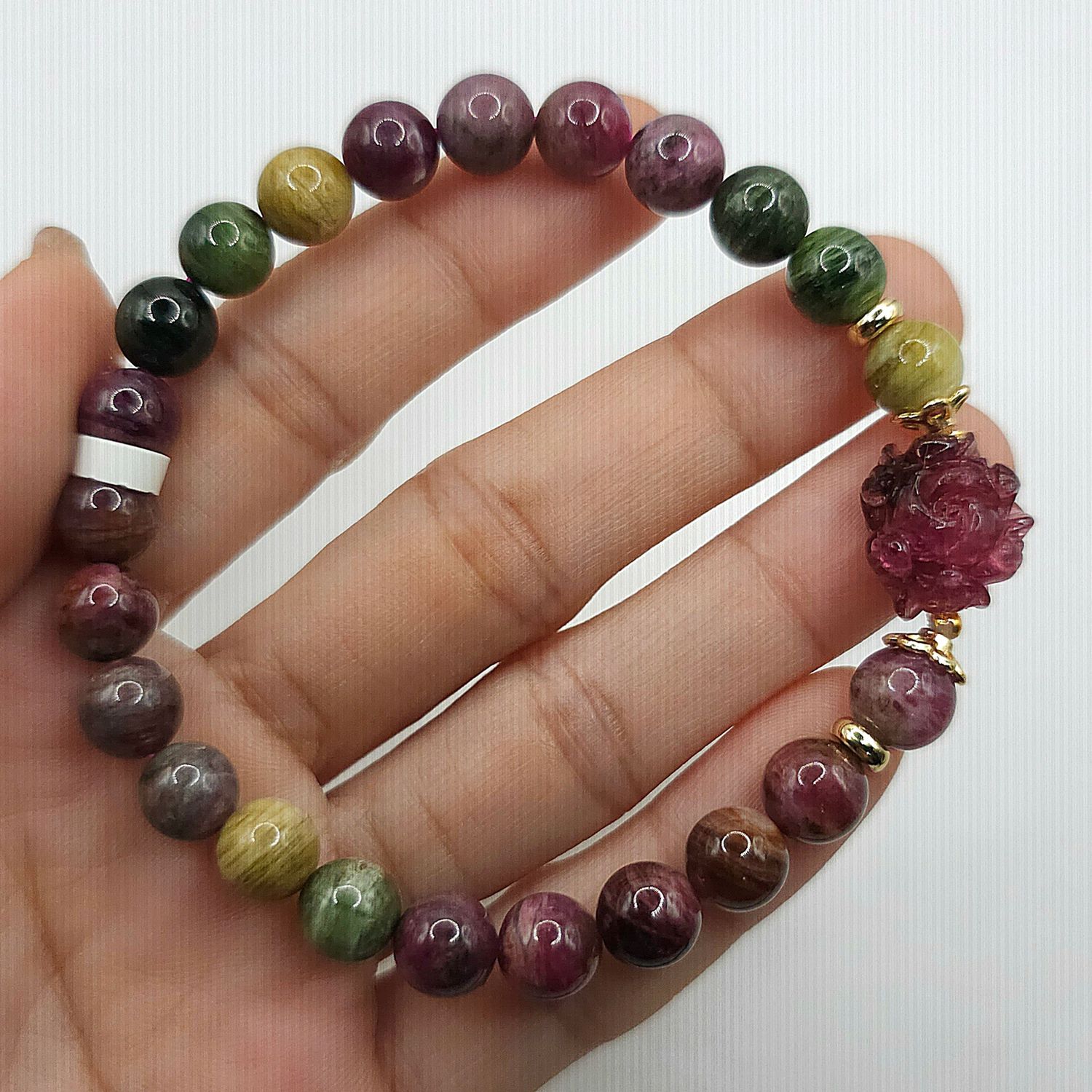 Natural Candy Tourmaline with Peony