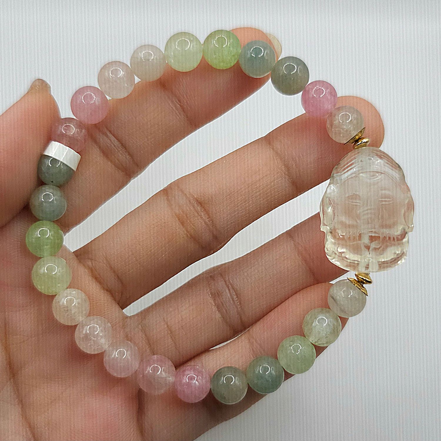 Natural Ice Cream Tourmaline x Ganesha Clear Quartz