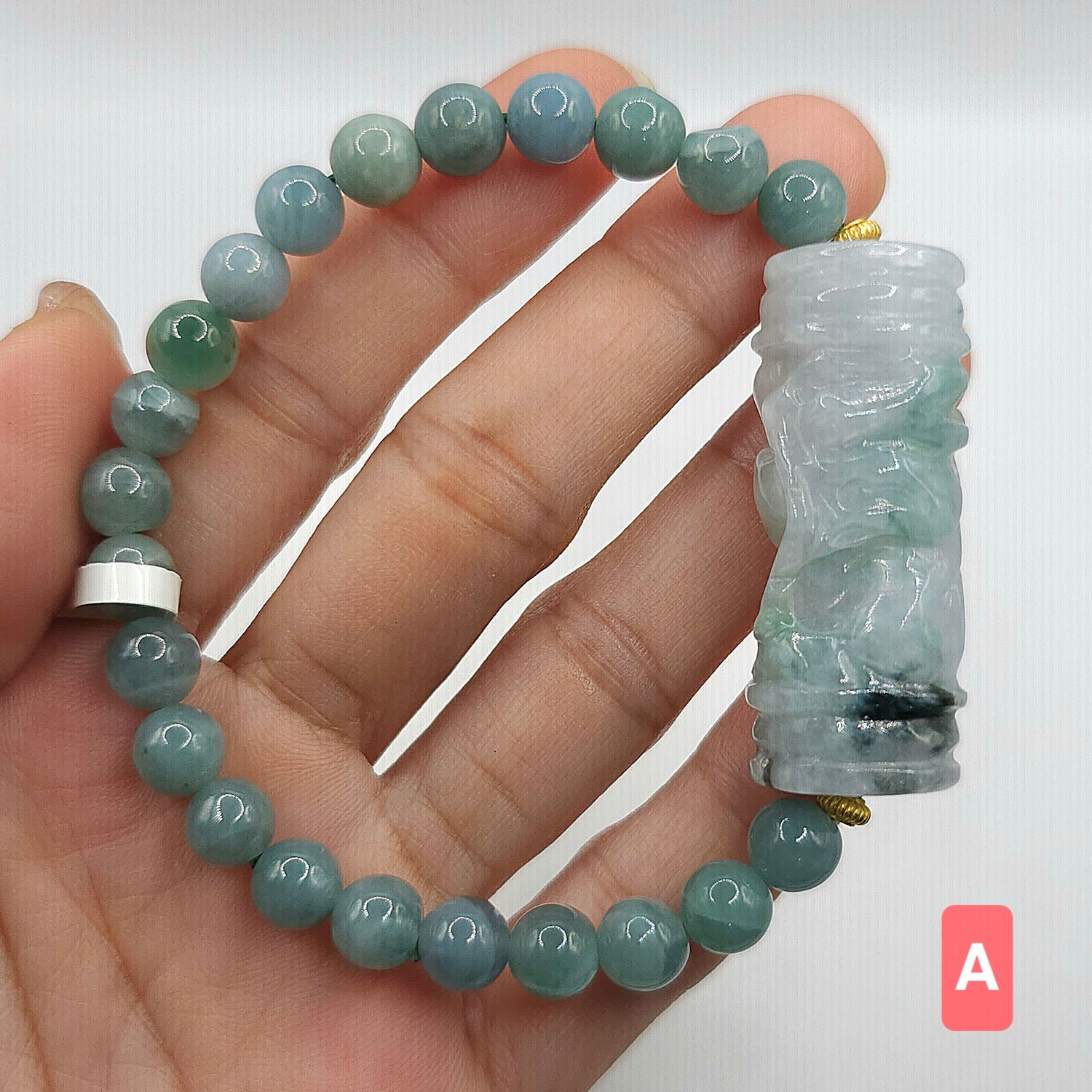 Natural Blue Water Jade with Bamboo