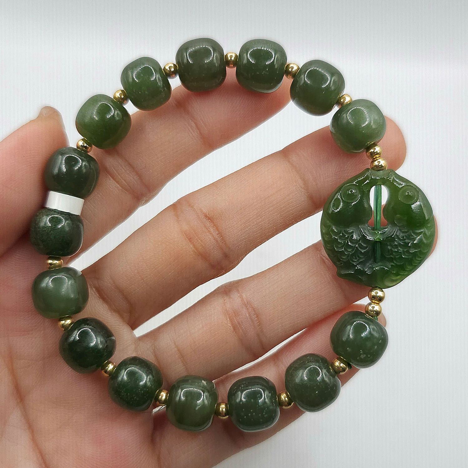 Natural Hetian Jade with Double Fish