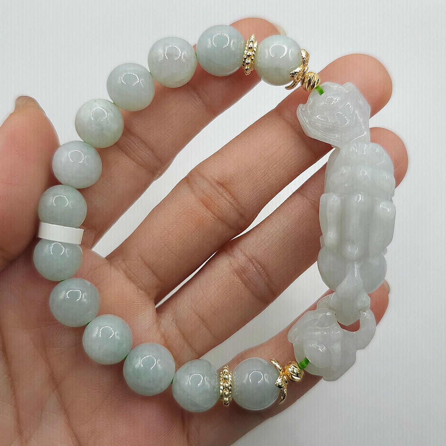 Natural Icy Burma Jade with Dragon Pixiu